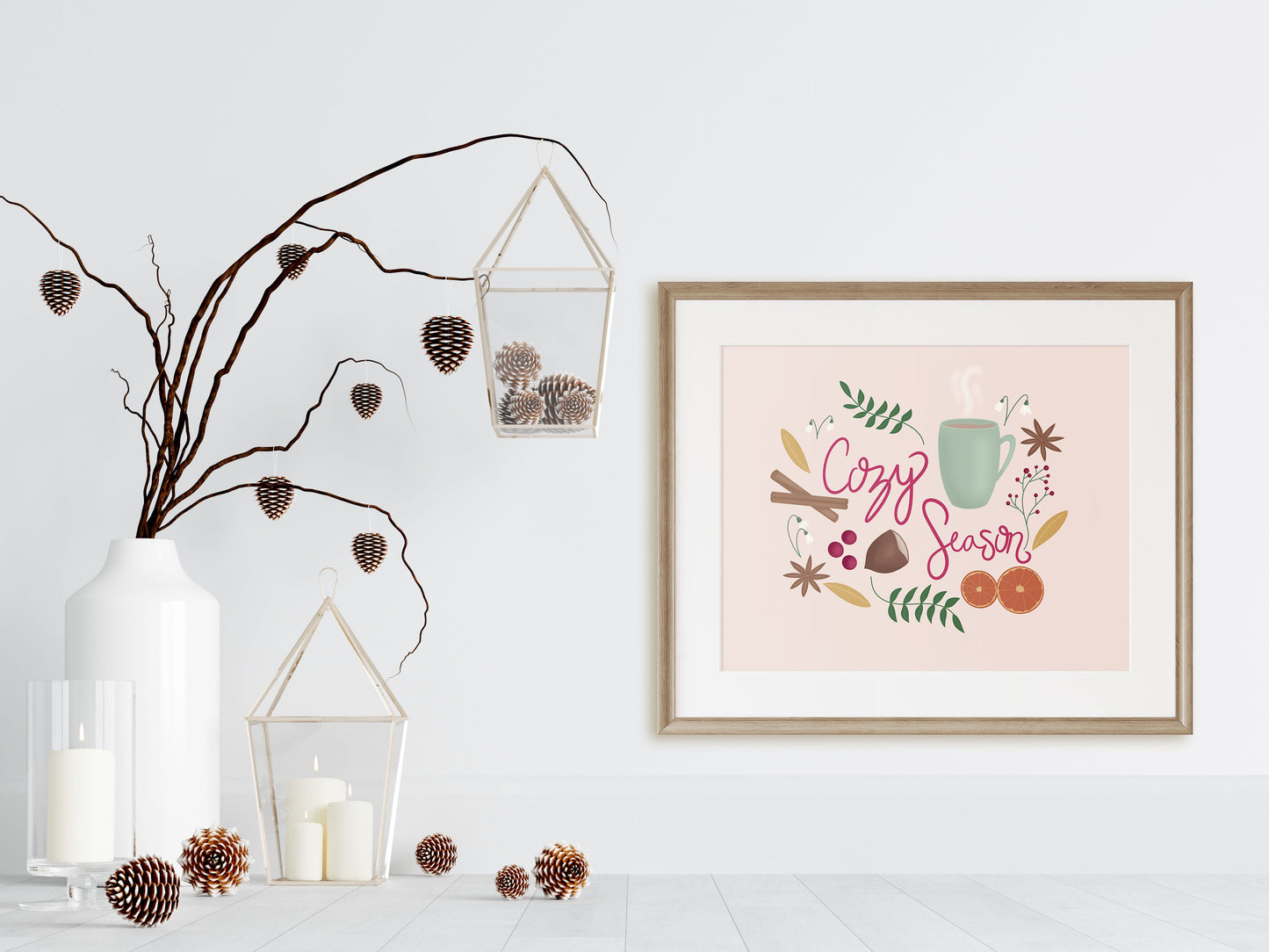 Cozy Season Giclee Print, Comfy Fall Print, Hygge Inspired Hand Lettered Illustration