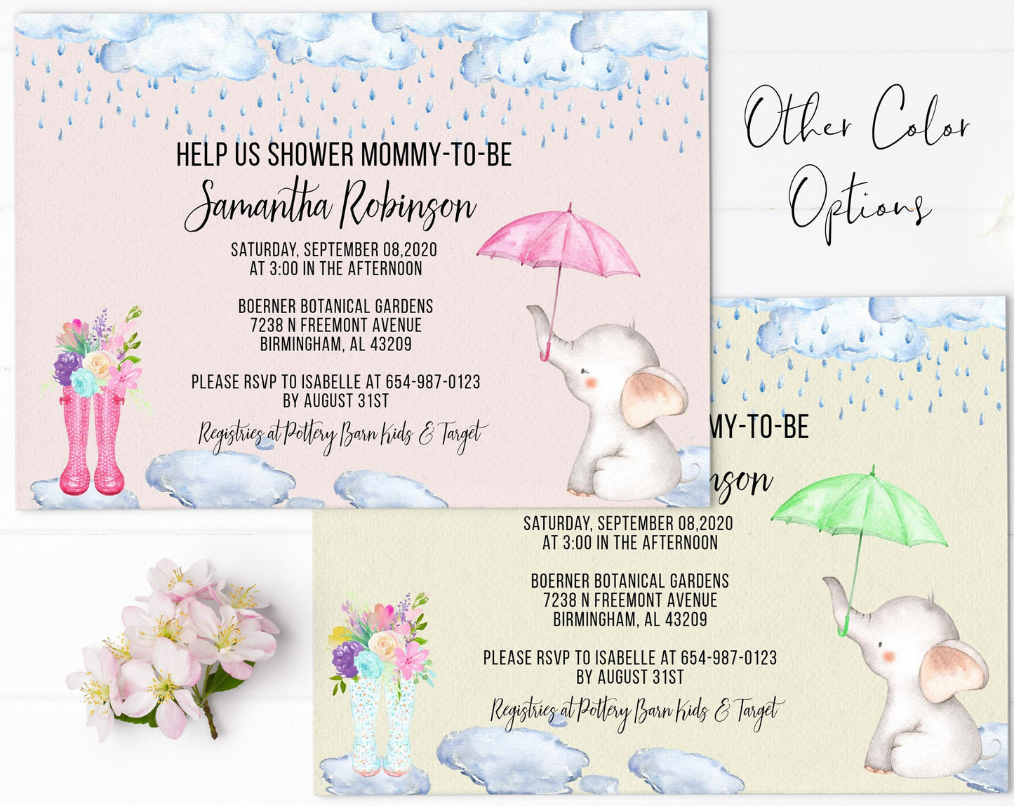 Elephant Baby Shower Invitation, Boy