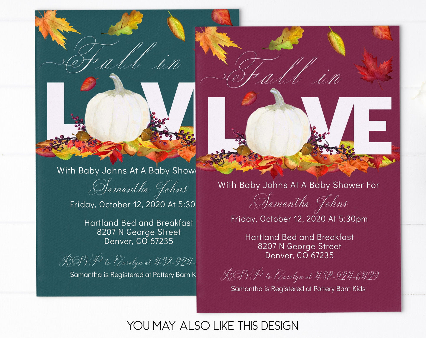 Fall Baby Shower Invitation, Girl