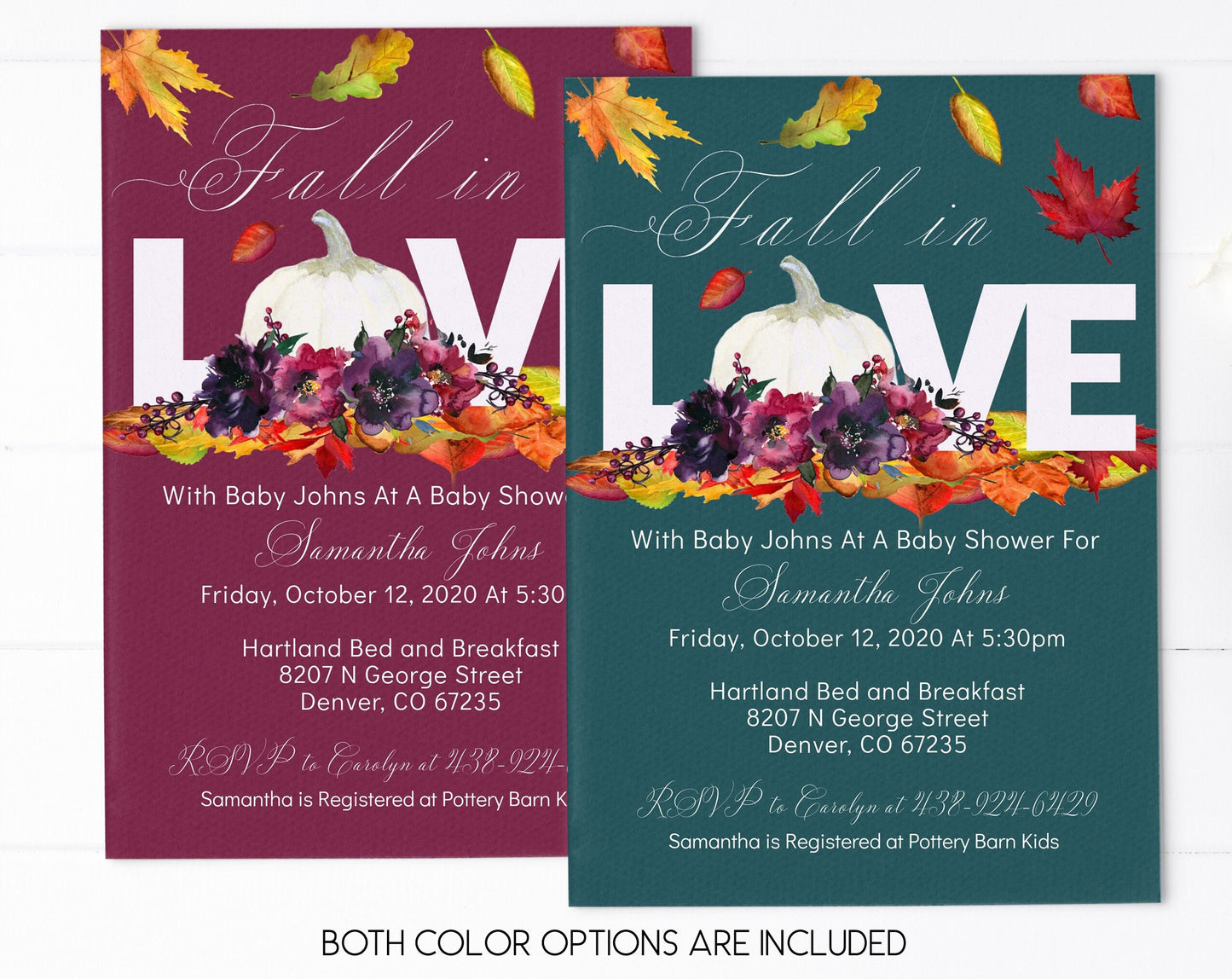Fall Baby Shower Invitation, Girl