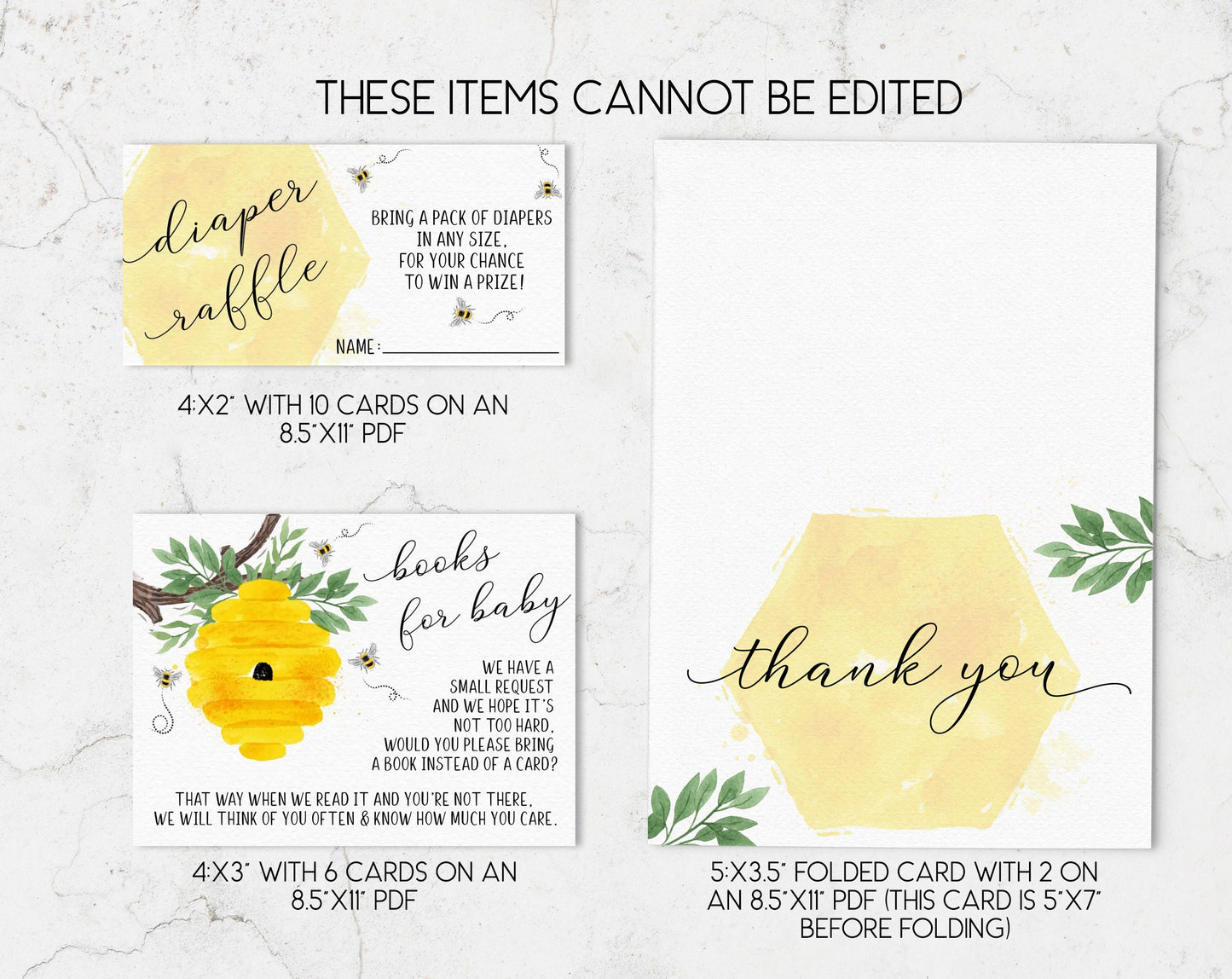 Bee Baby Shower Invitation Set, Gender Neutral