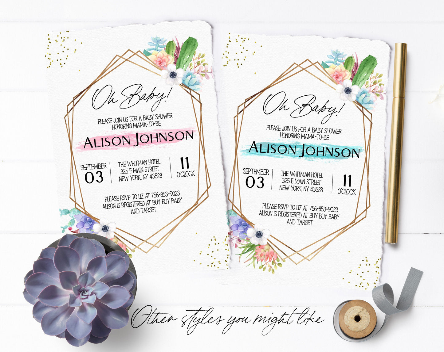 Fiesta Baby Shower Invitation, Girl