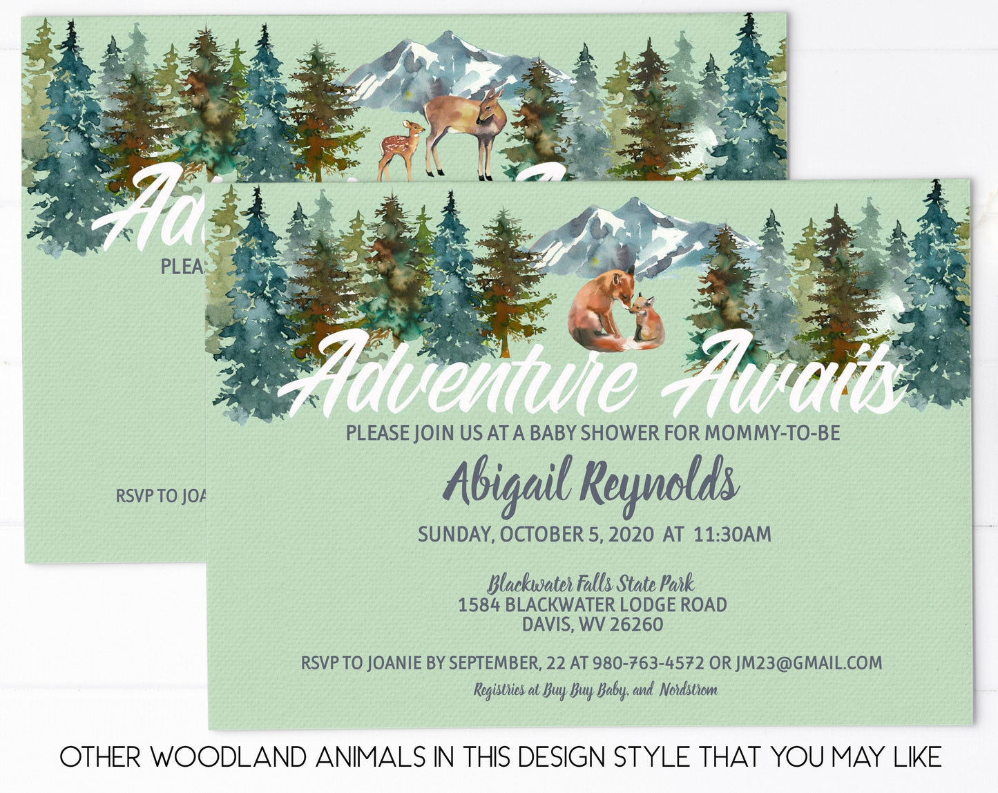 Bear Woodland Baby Shower Invitation Gender Neutral, WMBByS