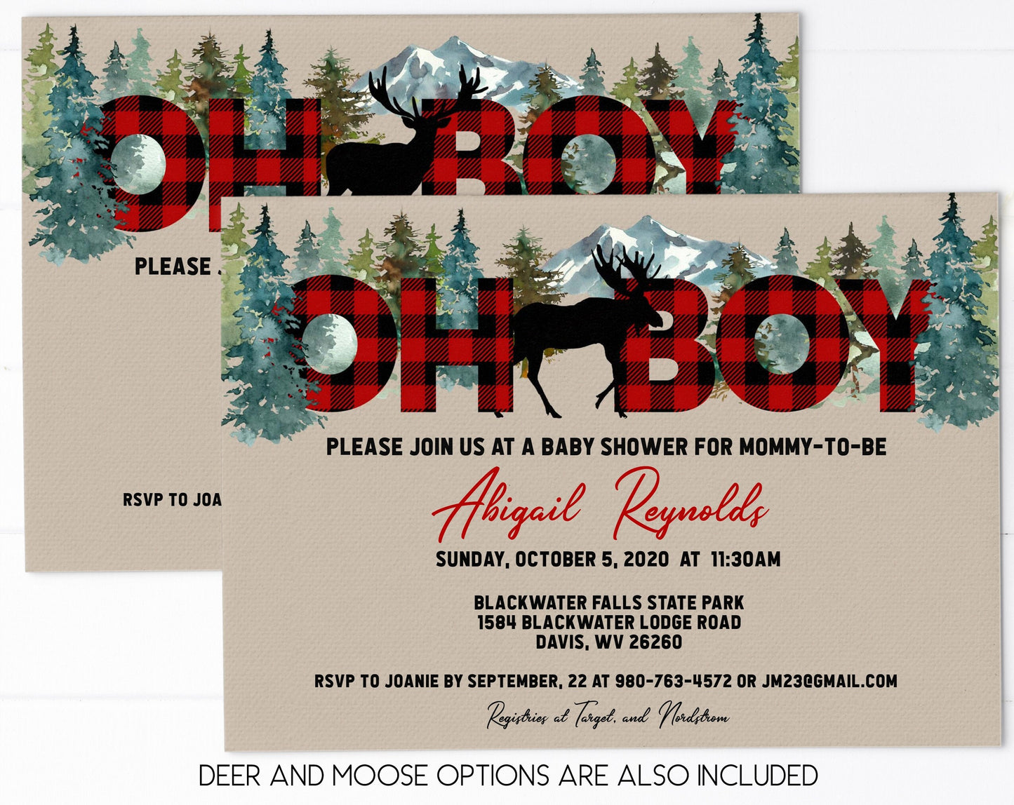 Oh Boy! Woodland Bear Baby Shower Invitation