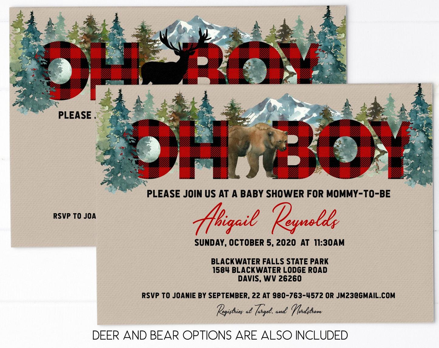 Oh Boy! Woodland Moose Baby Shower Invitation