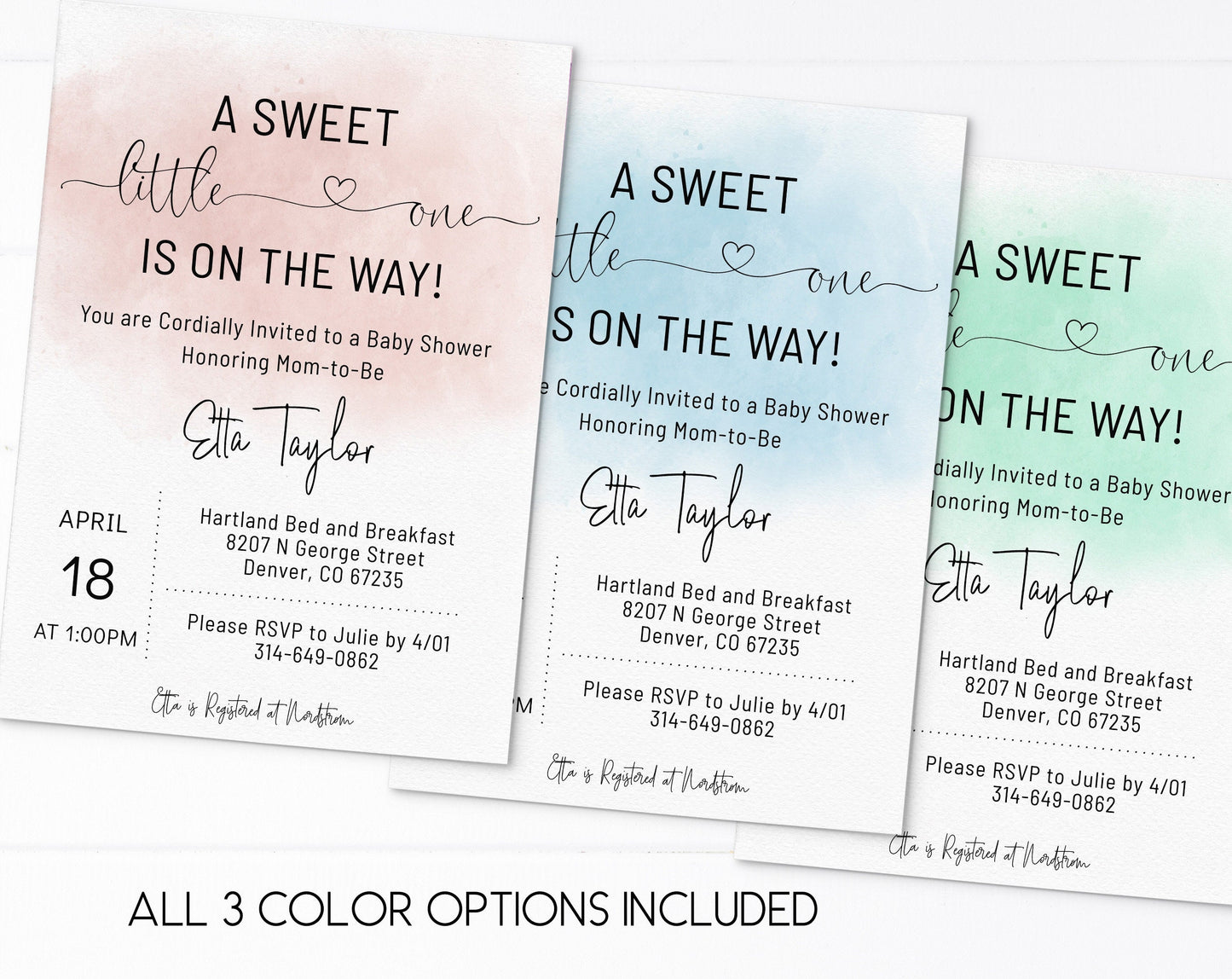 Simple Watercolor Baby Shower Invitation, Boy