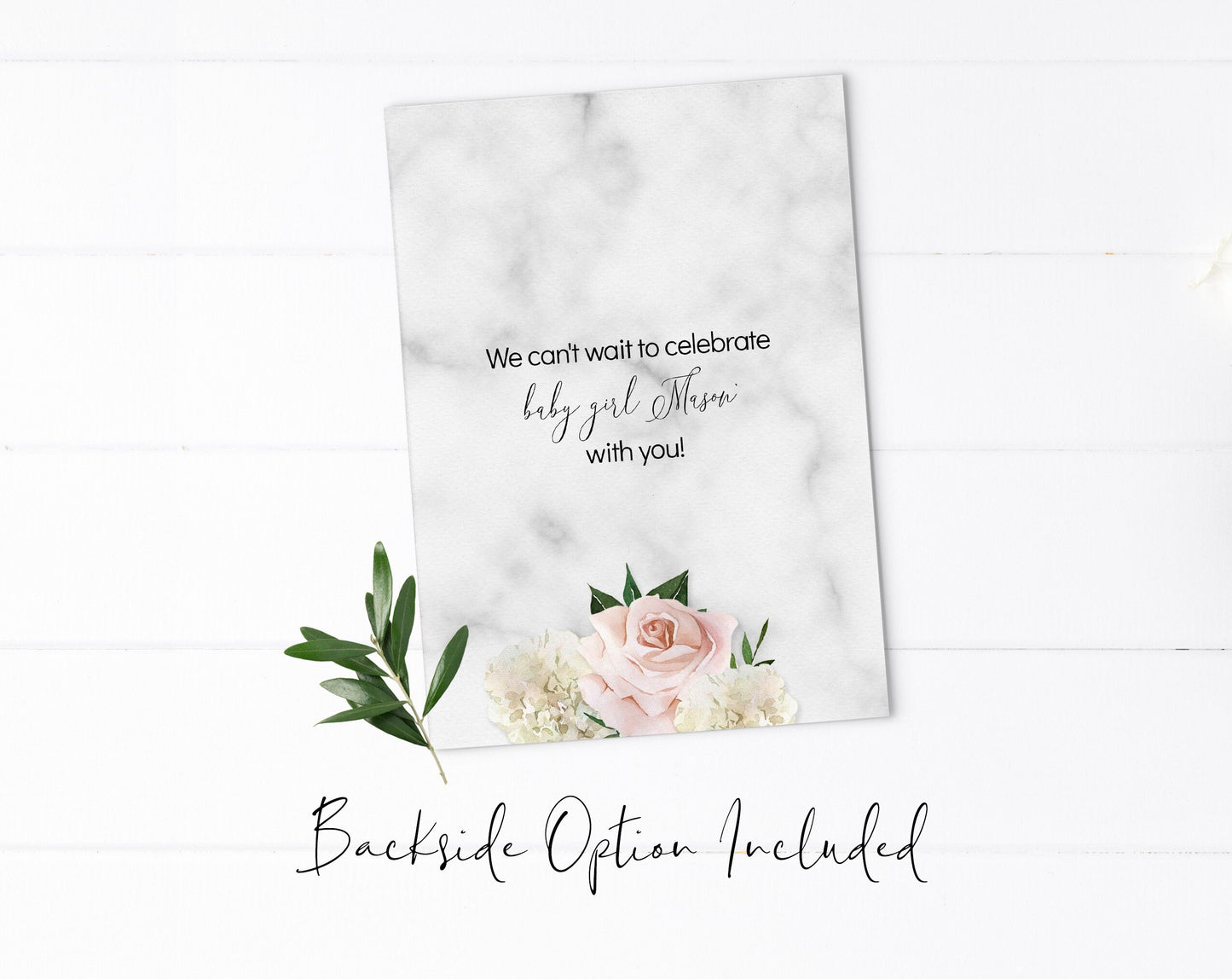Blush Floral Baby Shower Invitation, Girl