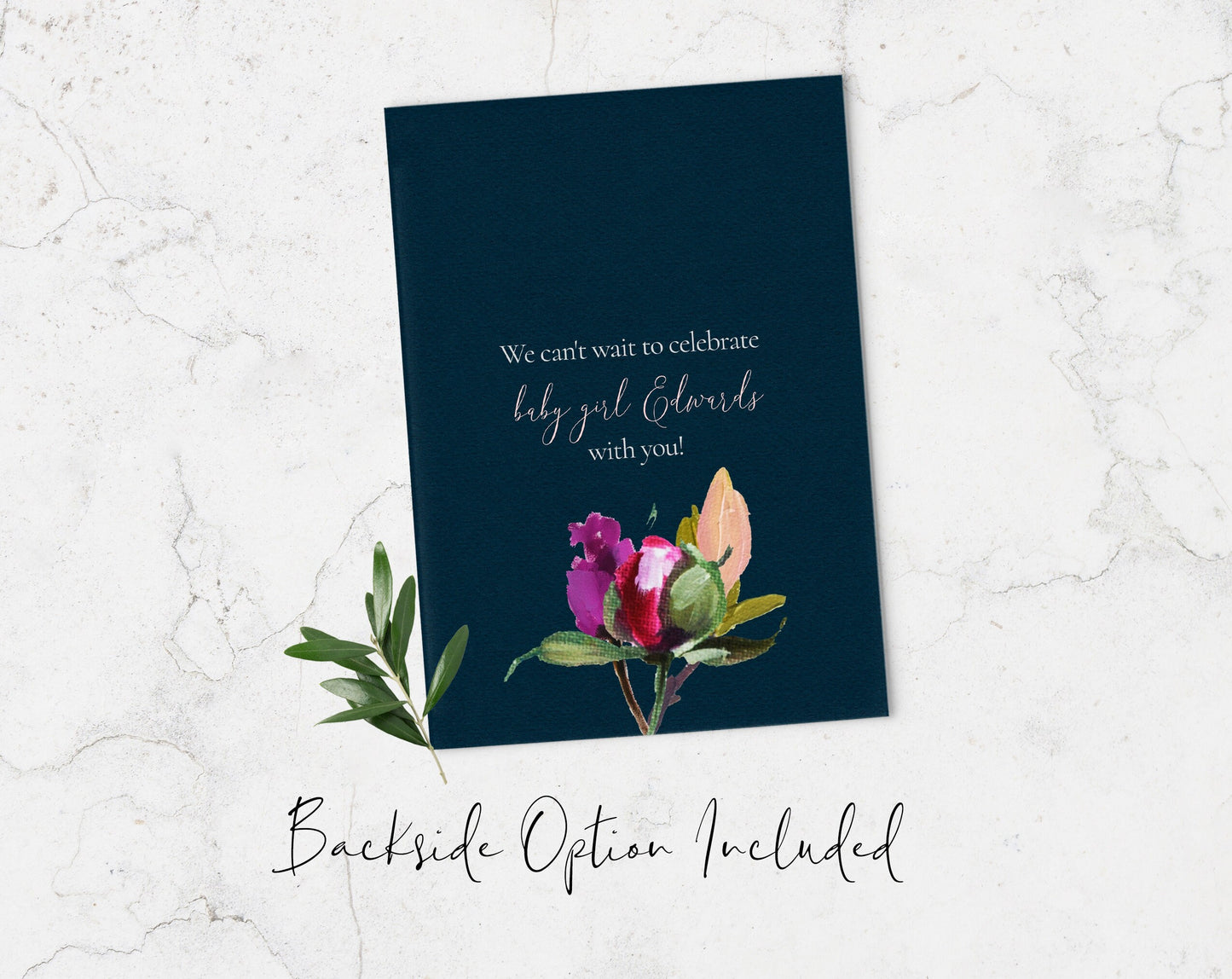 Rose Baby Shower Invitation, Girl