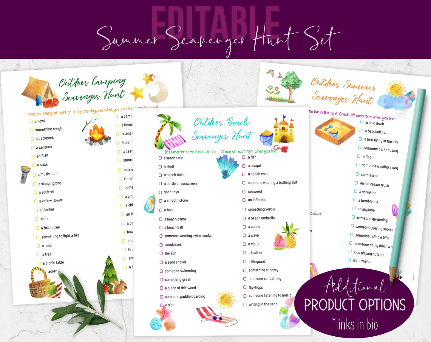 Customizable Beach Scavenger Hunt