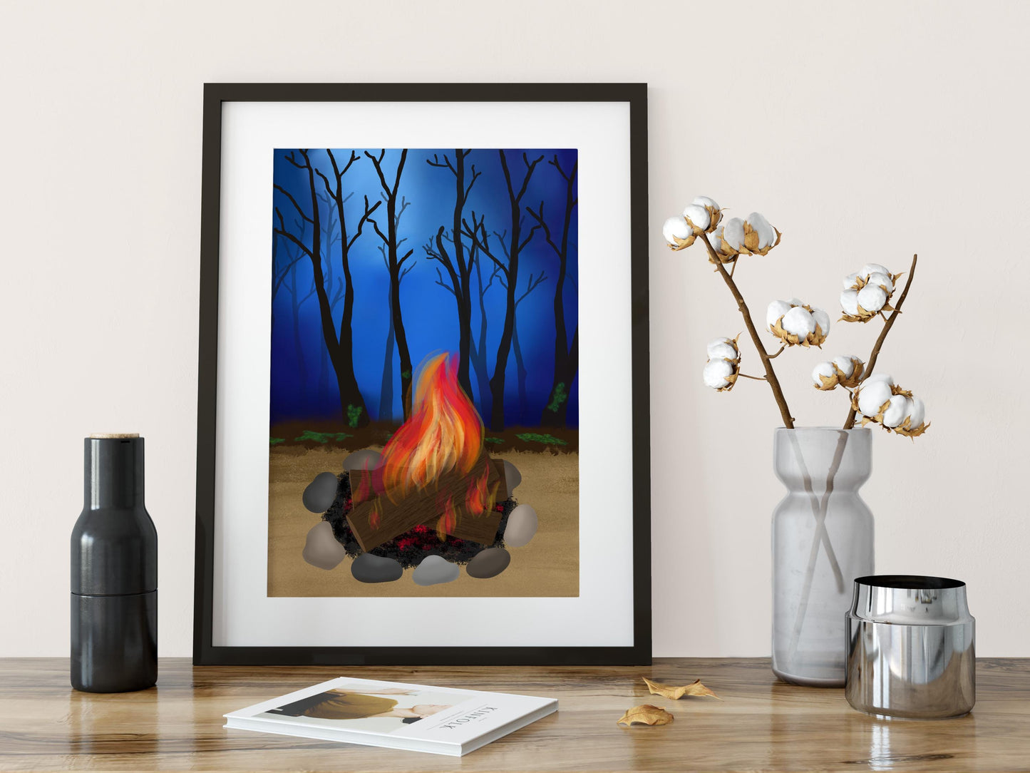 Cozy Campfire in the Woods Print