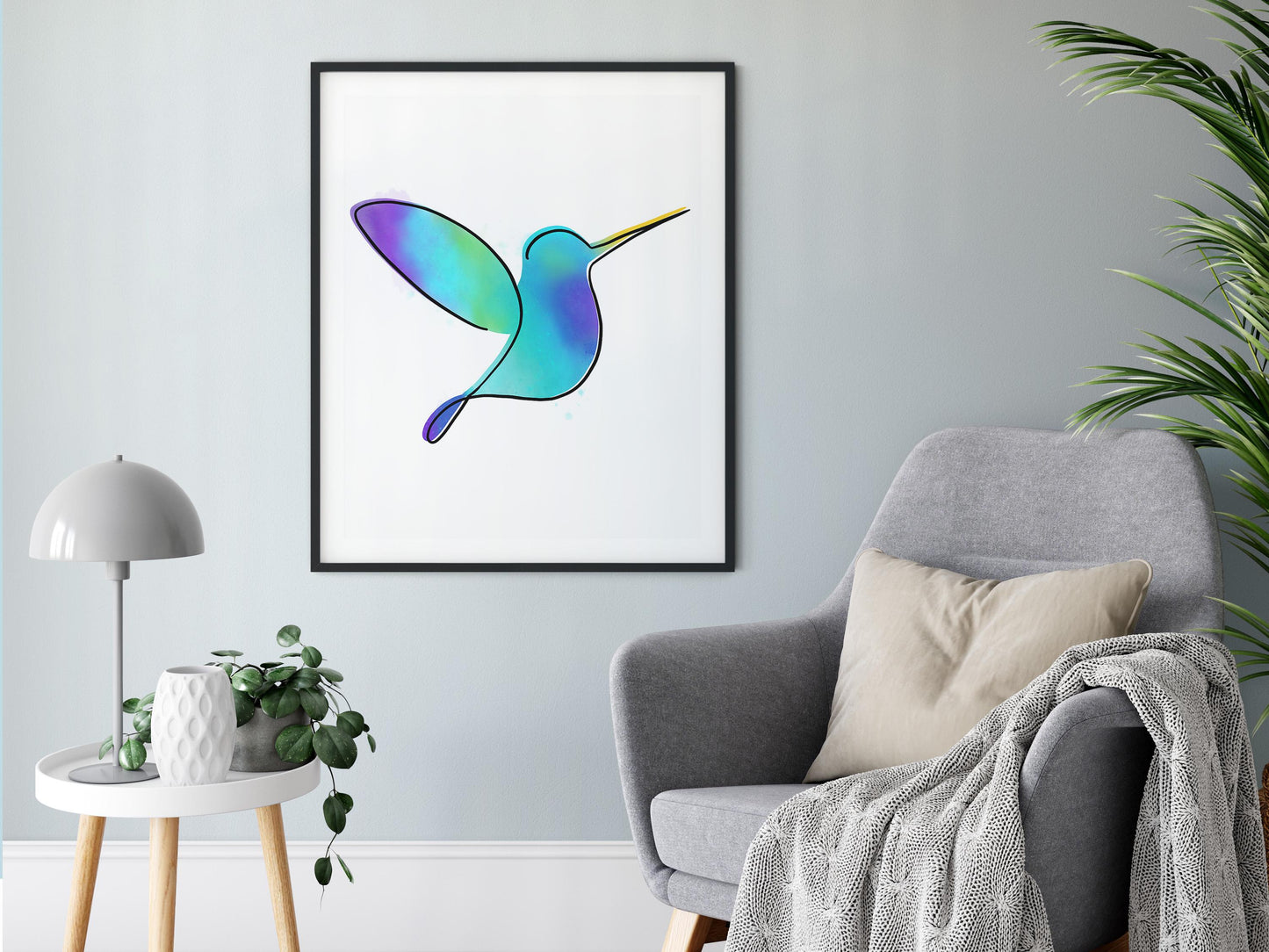 Watercolor Hummingbird Print