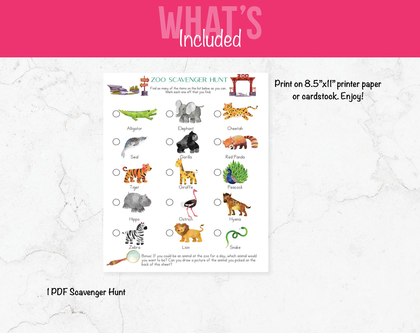 Zoo Scavenger Hunt