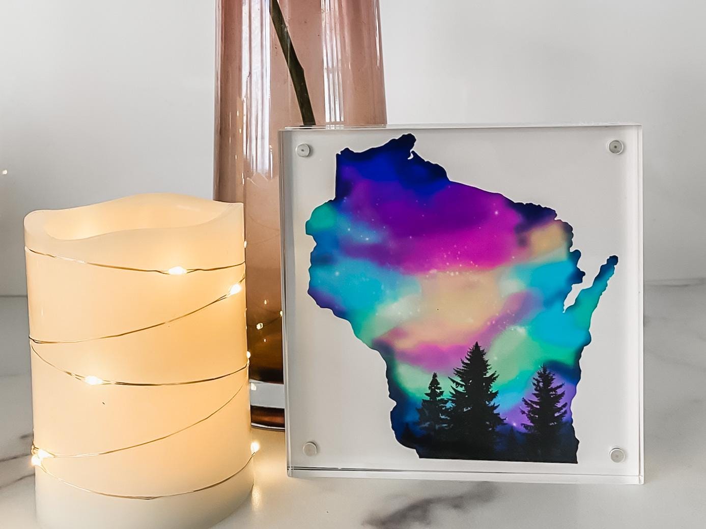 Wisconsin Northern Lights Square Print
