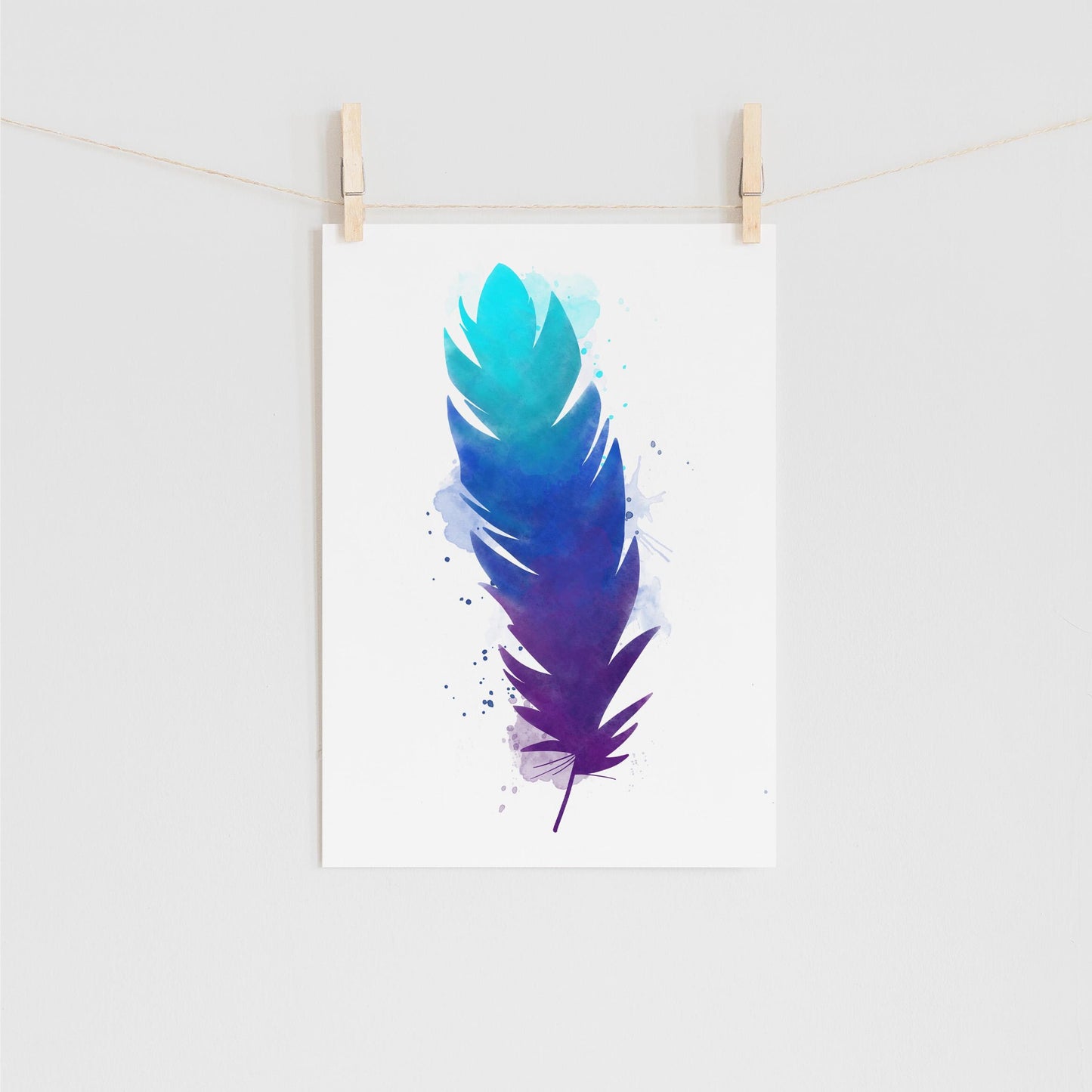 Watercolor Ombre Feather Print