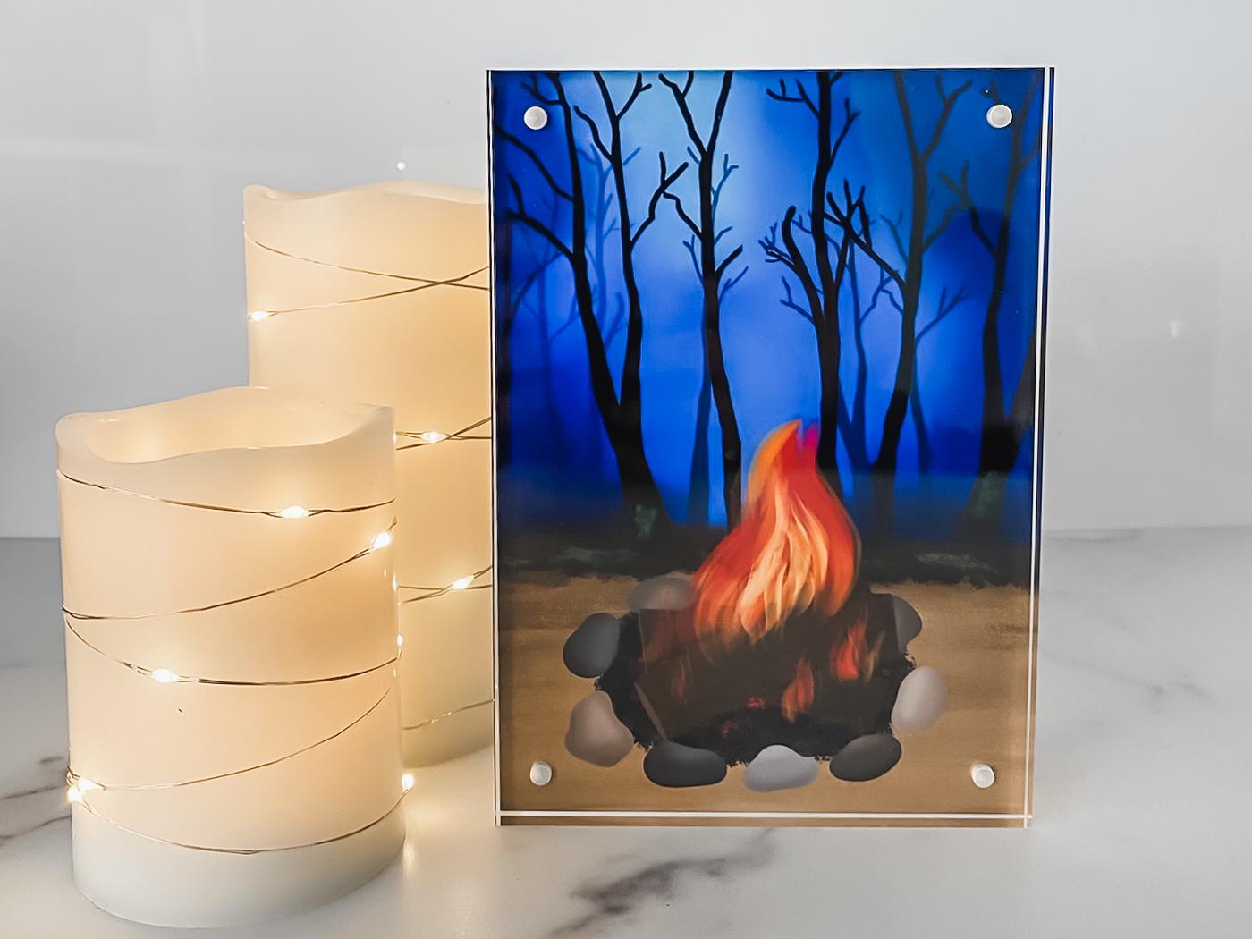 Cozy Campfire in the Woods Print
