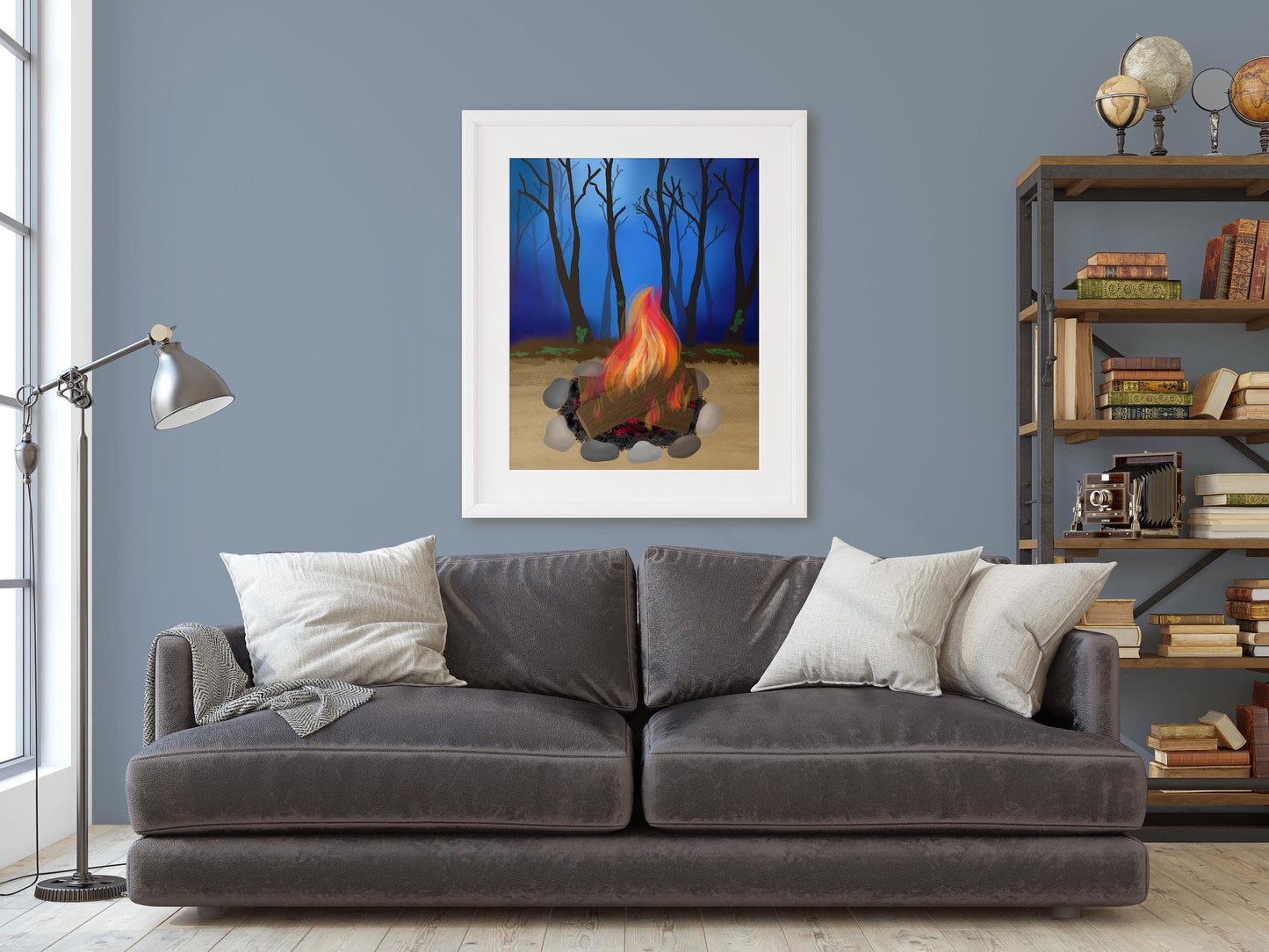 Cozy Campfire in the Woods Print