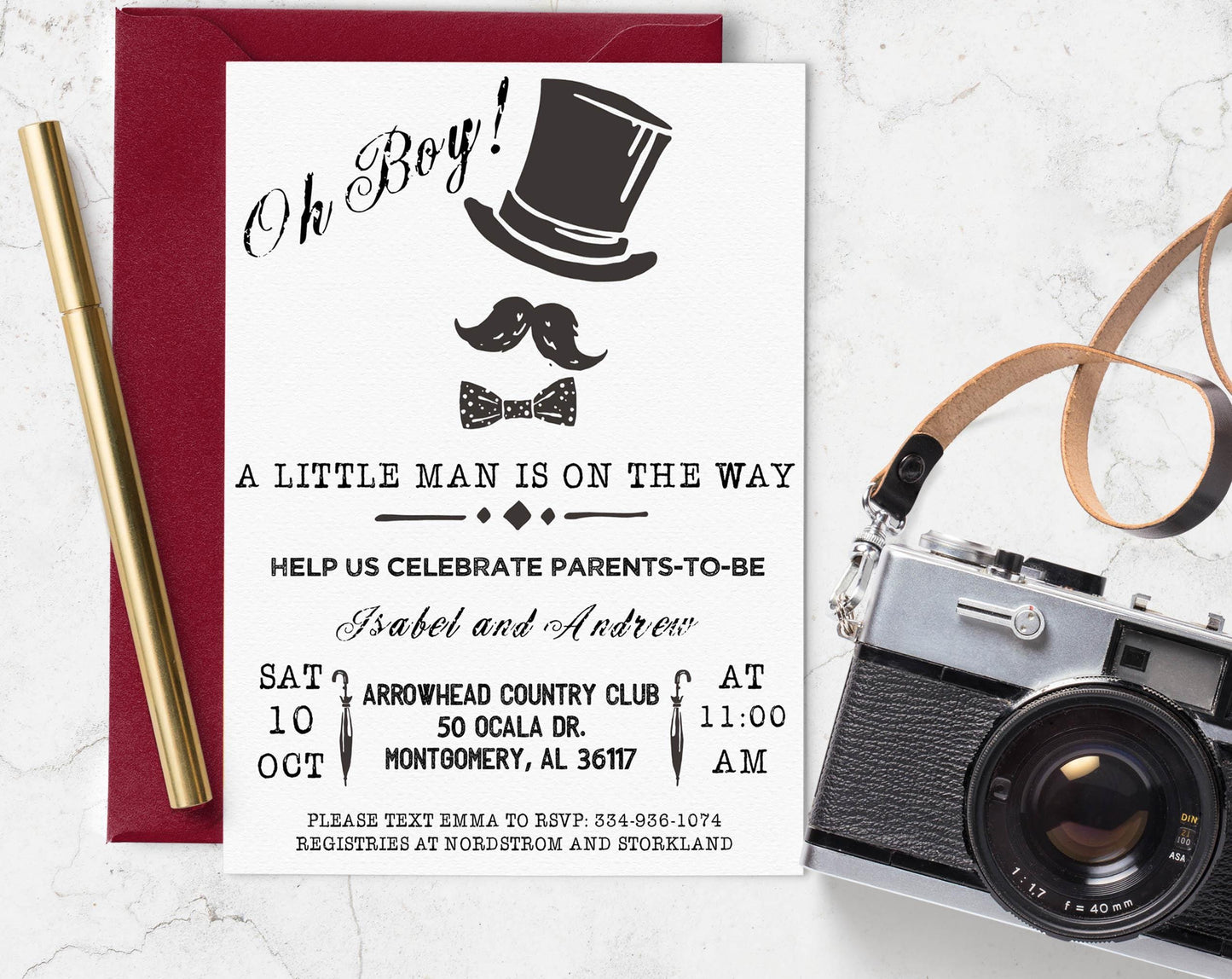 Little Man Baby Shower Invitation