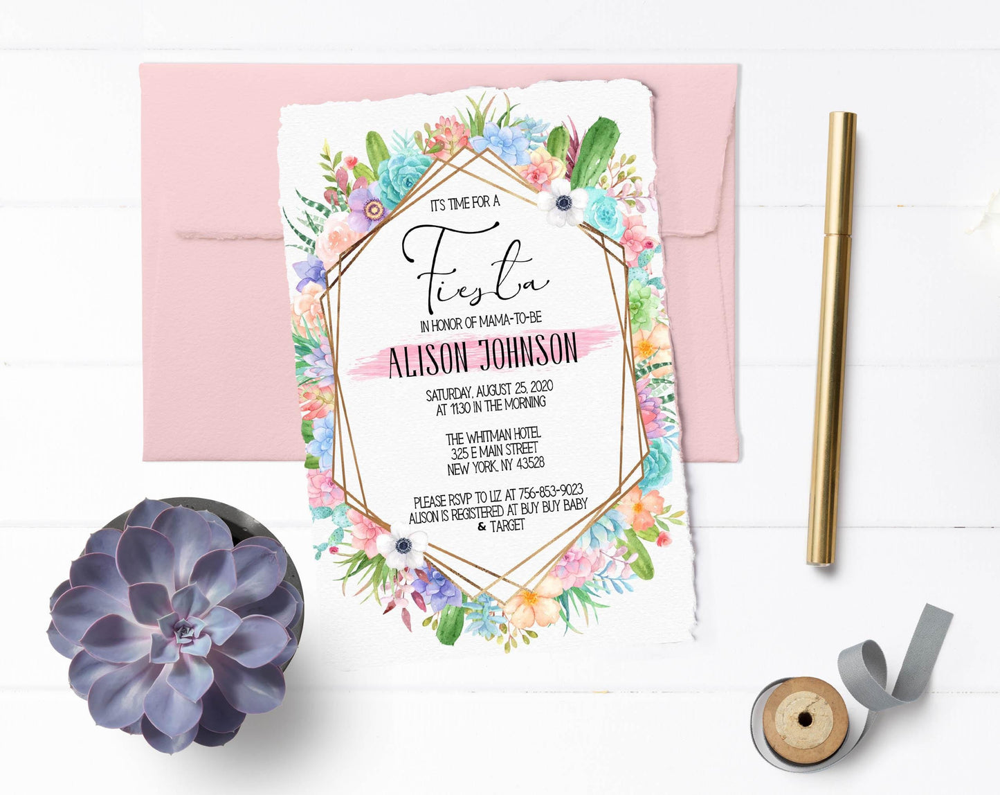 Fiesta Baby Shower Invitation Girl