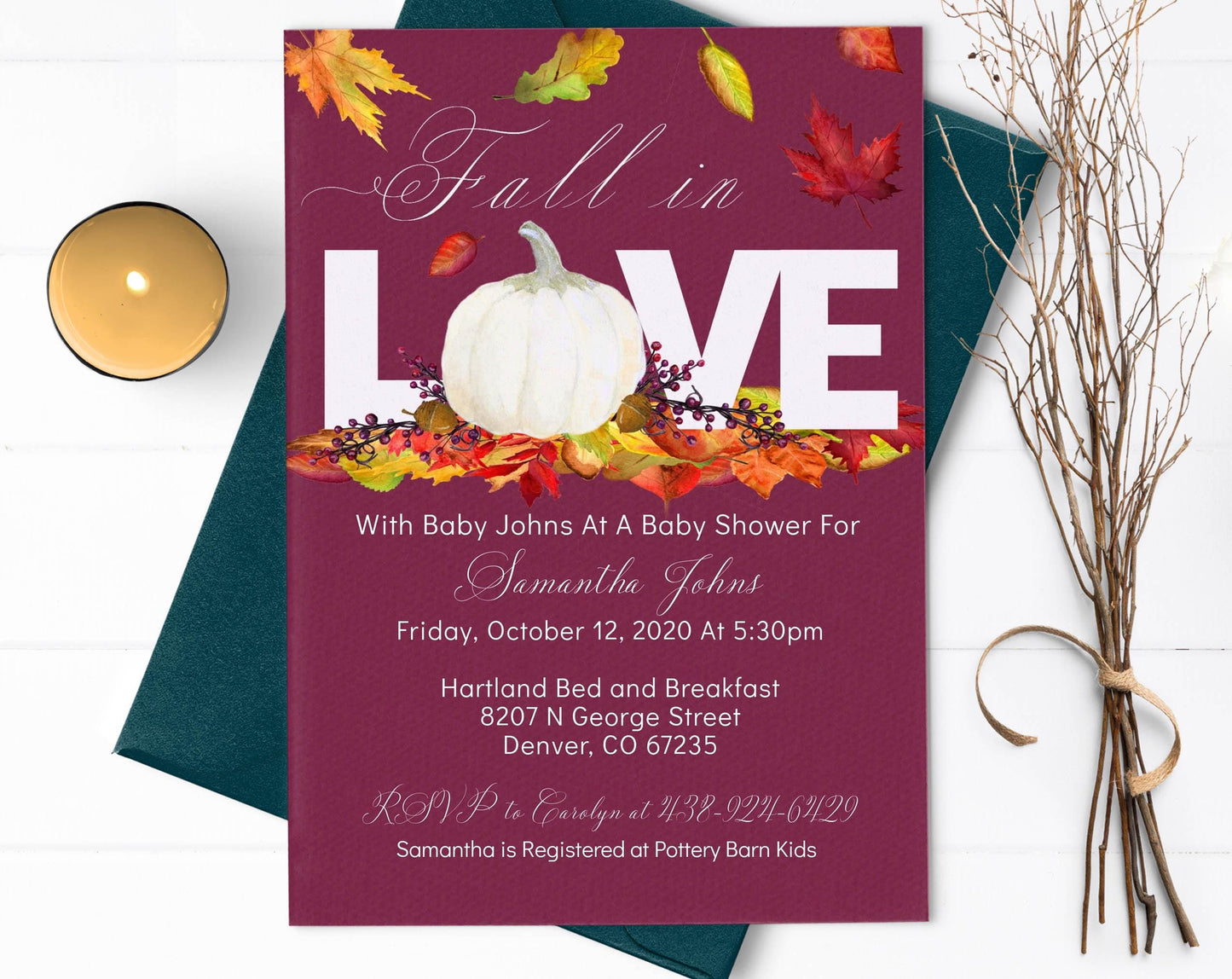 Fall Baby Shower Invitation, Gender Neutral