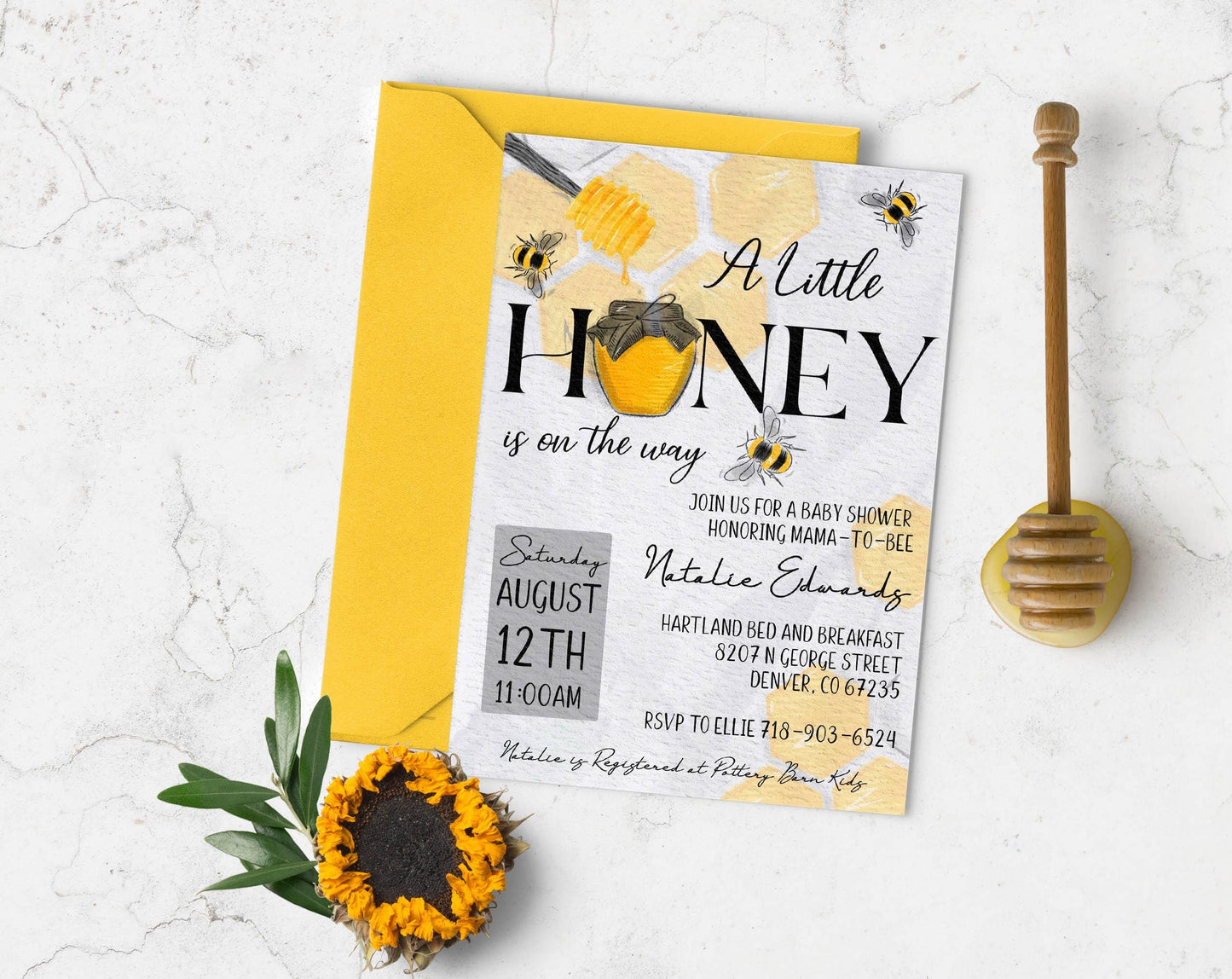 Bee Baby Shower Invitation, Gender Neutral