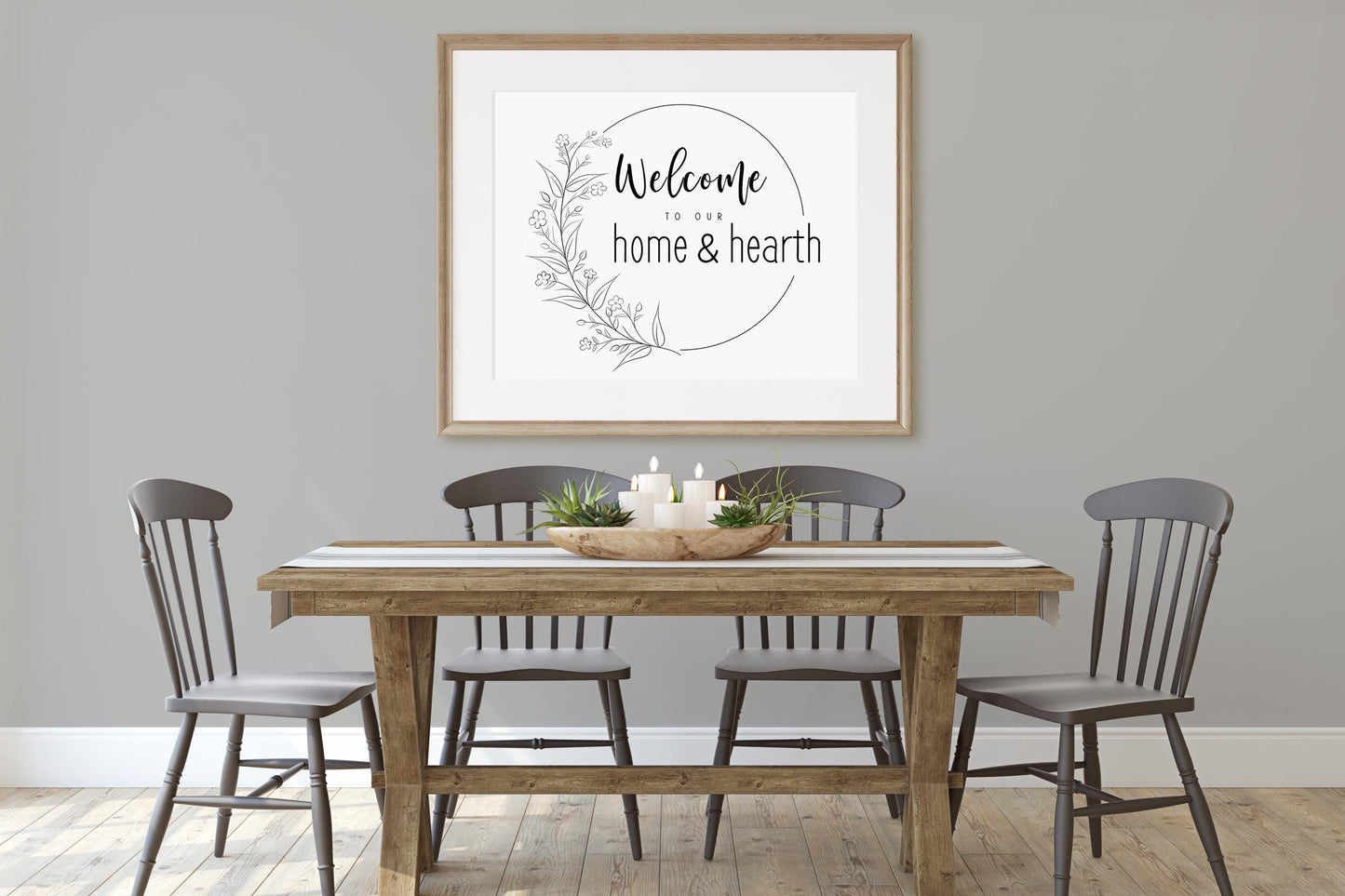 Welcome to Our Home and Hearth Floral Welcome Sign