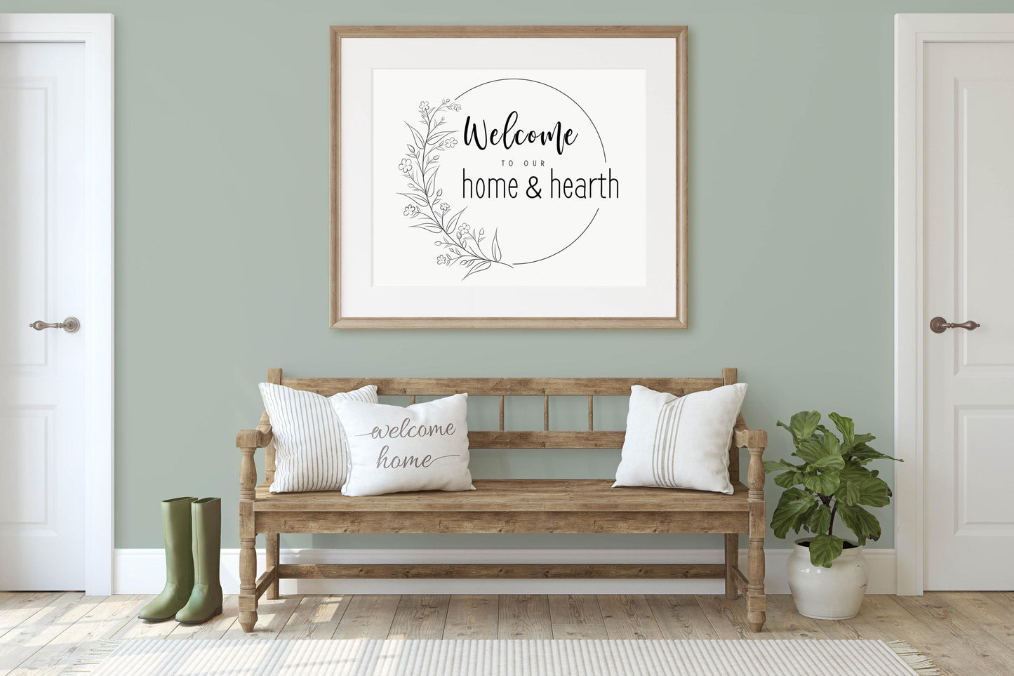 Welcome to Our Home and Hearth Floral Welcome Sign