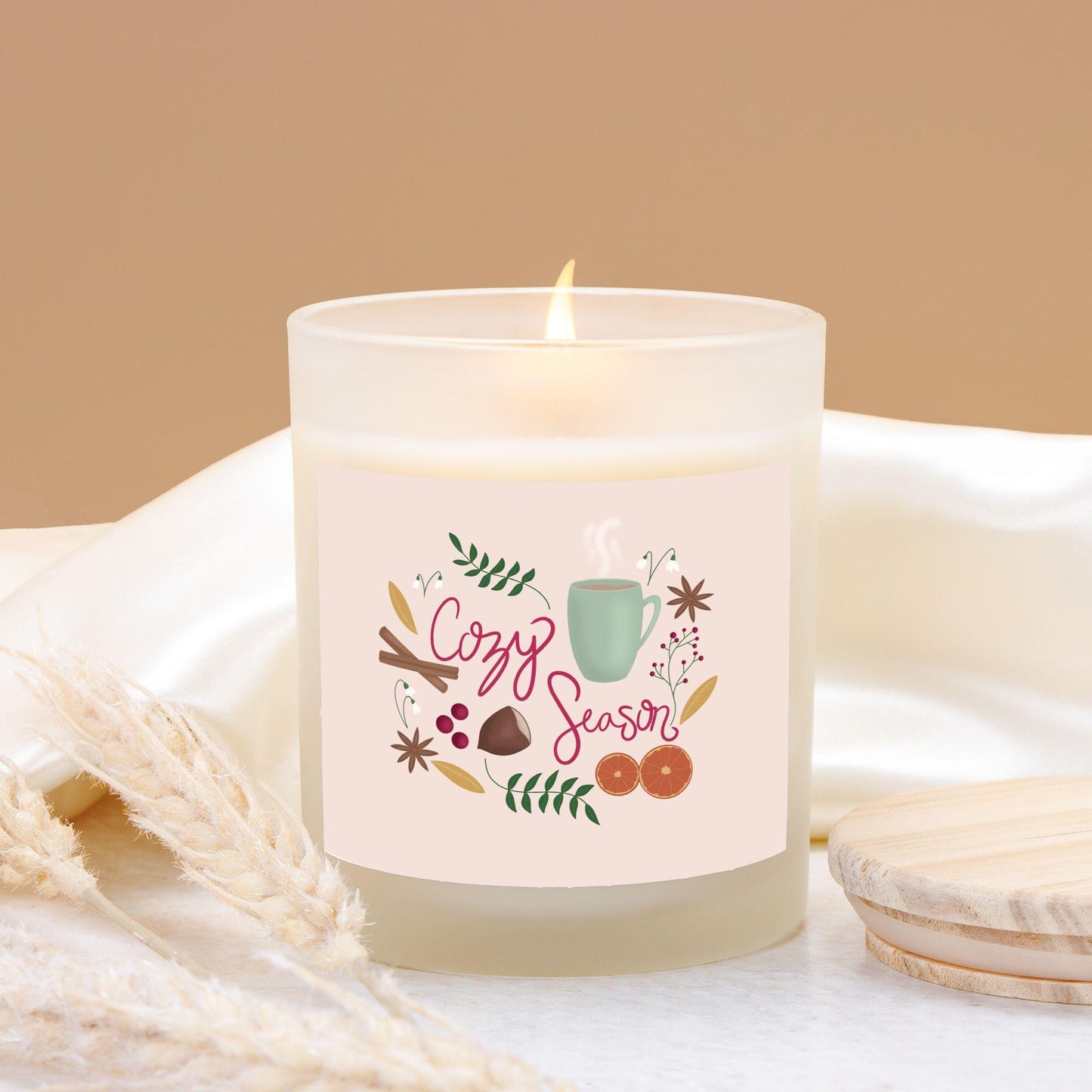 Cozy Season Frosted Glass Candle 11 oz