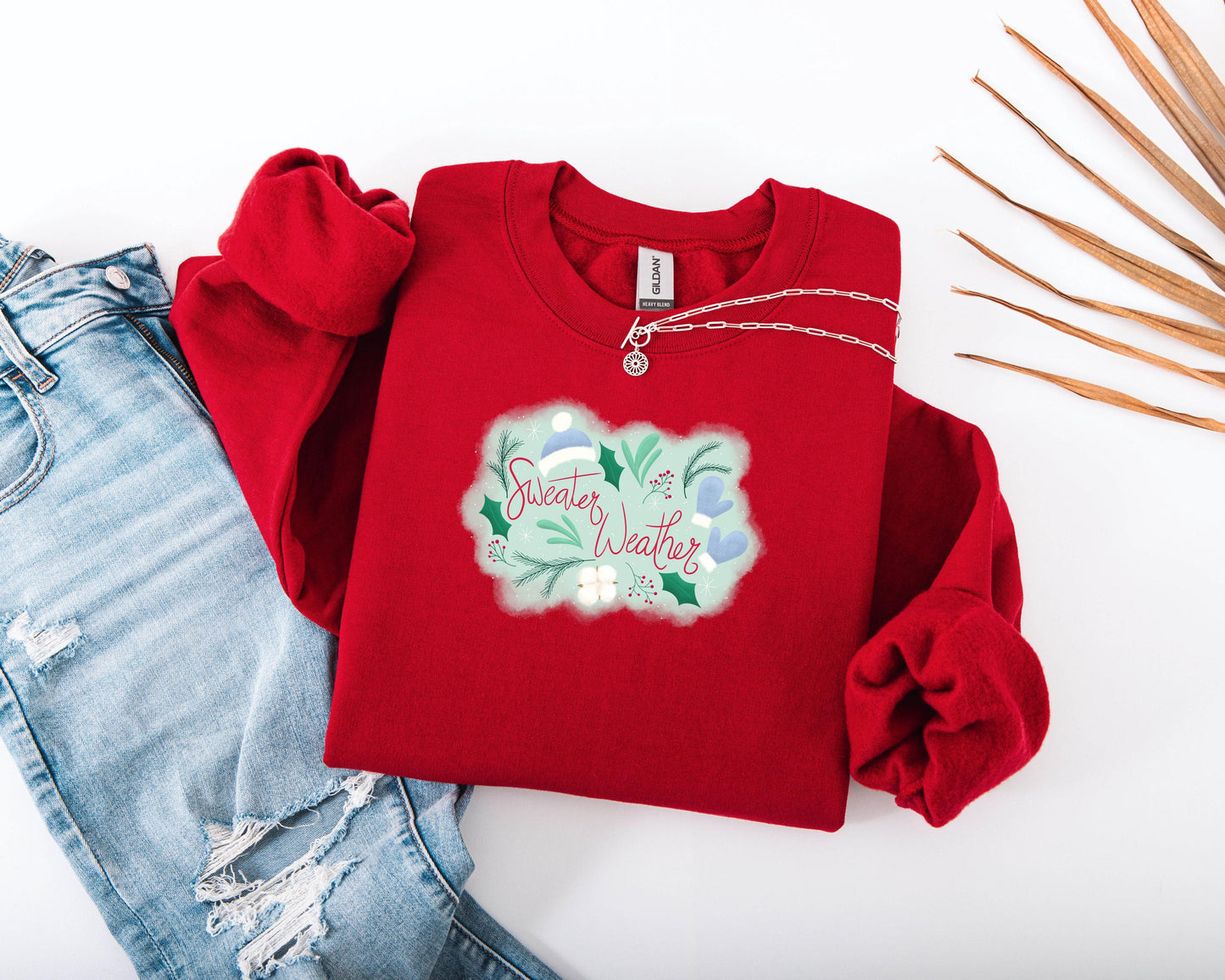 Sweater Weather Winter Sweatshirt, Unisex Crew Neck Sweatshirt Gildan 18000, Holiday Gift