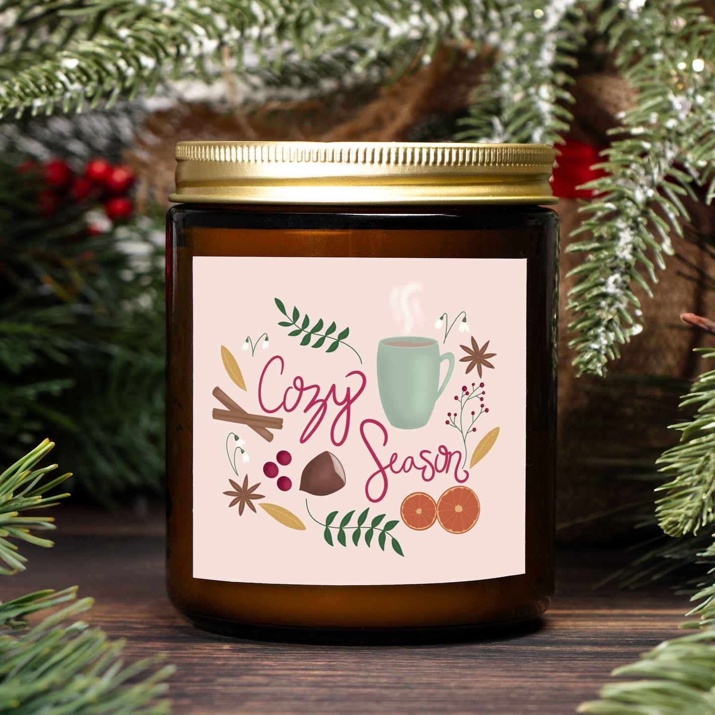 Cozy Season Amber Jar Candle, 2 Size Options