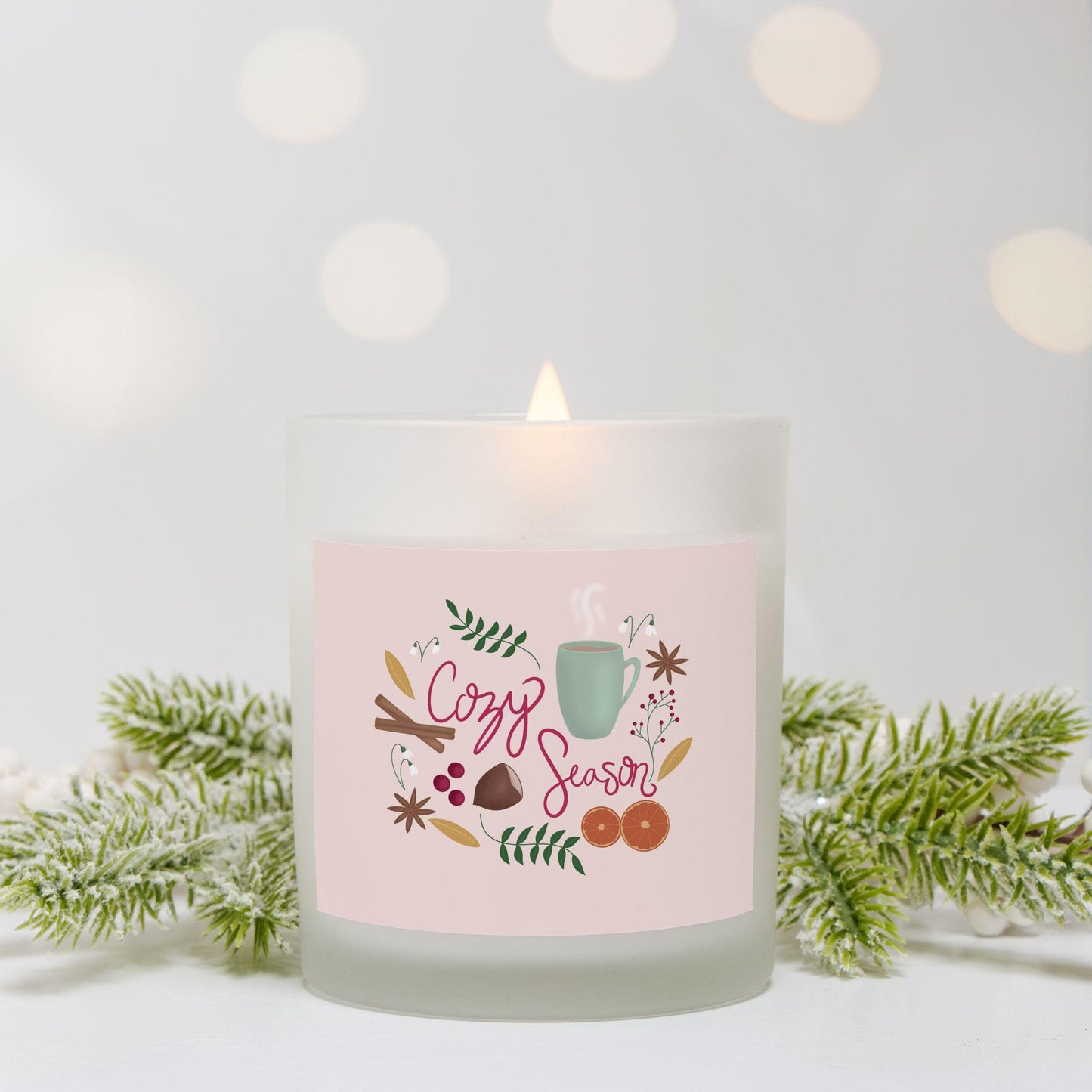 Cozy Season Frosted Glass Candle 11 oz