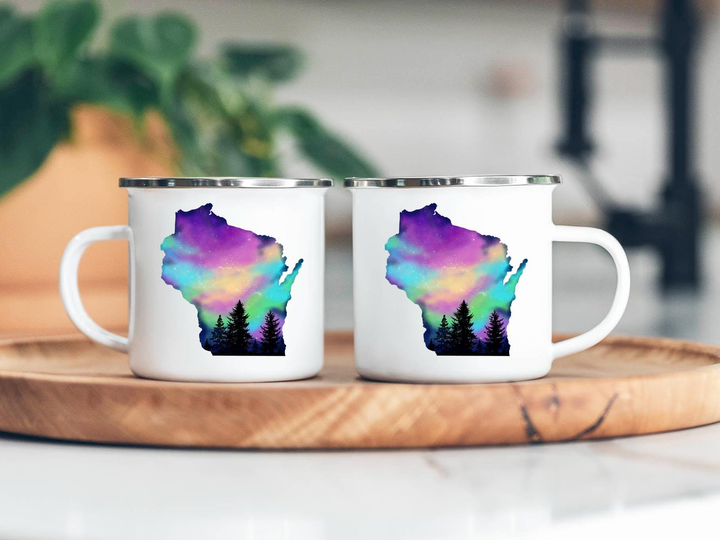 Wisconsin Northern Lights 12 oz Camp Mug