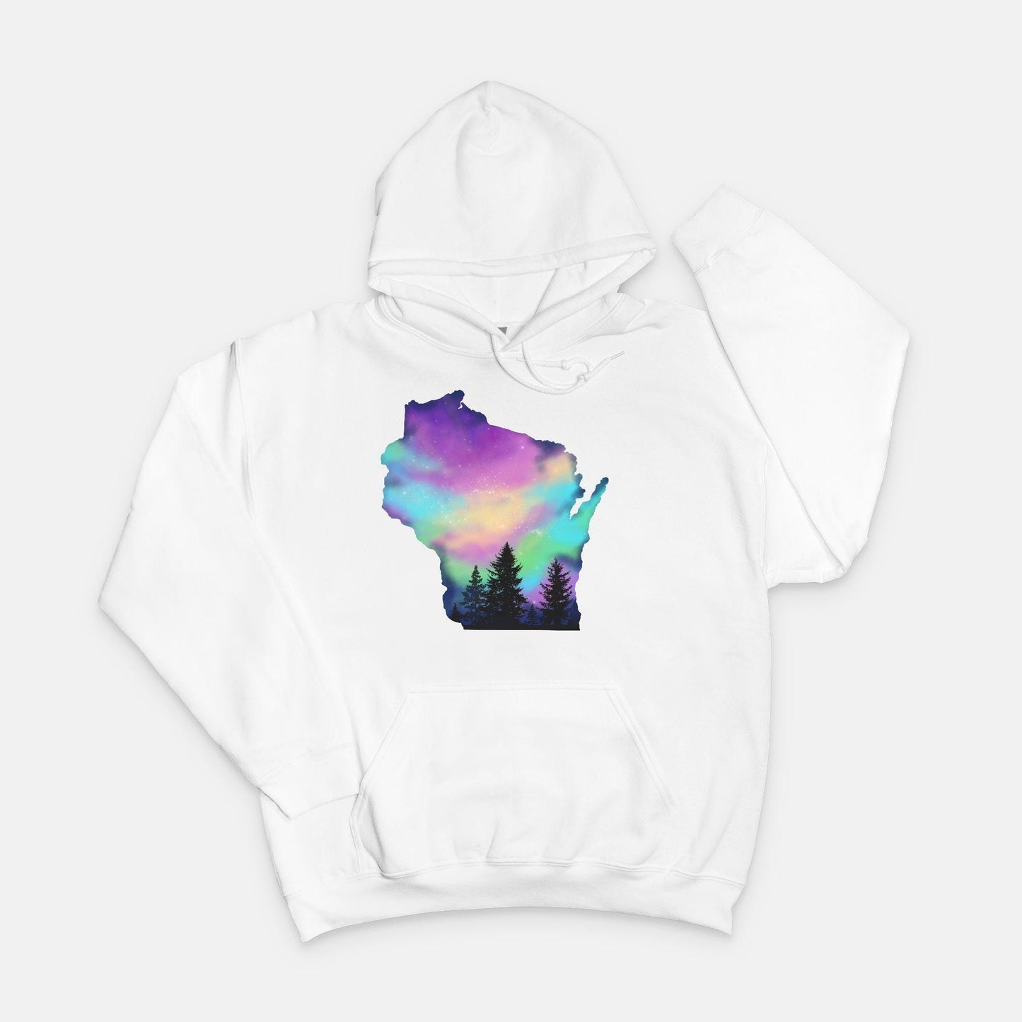 Hand Painted Wisconsin Northern Lights Unisex Hooded Sweatshirt Gildan 18500