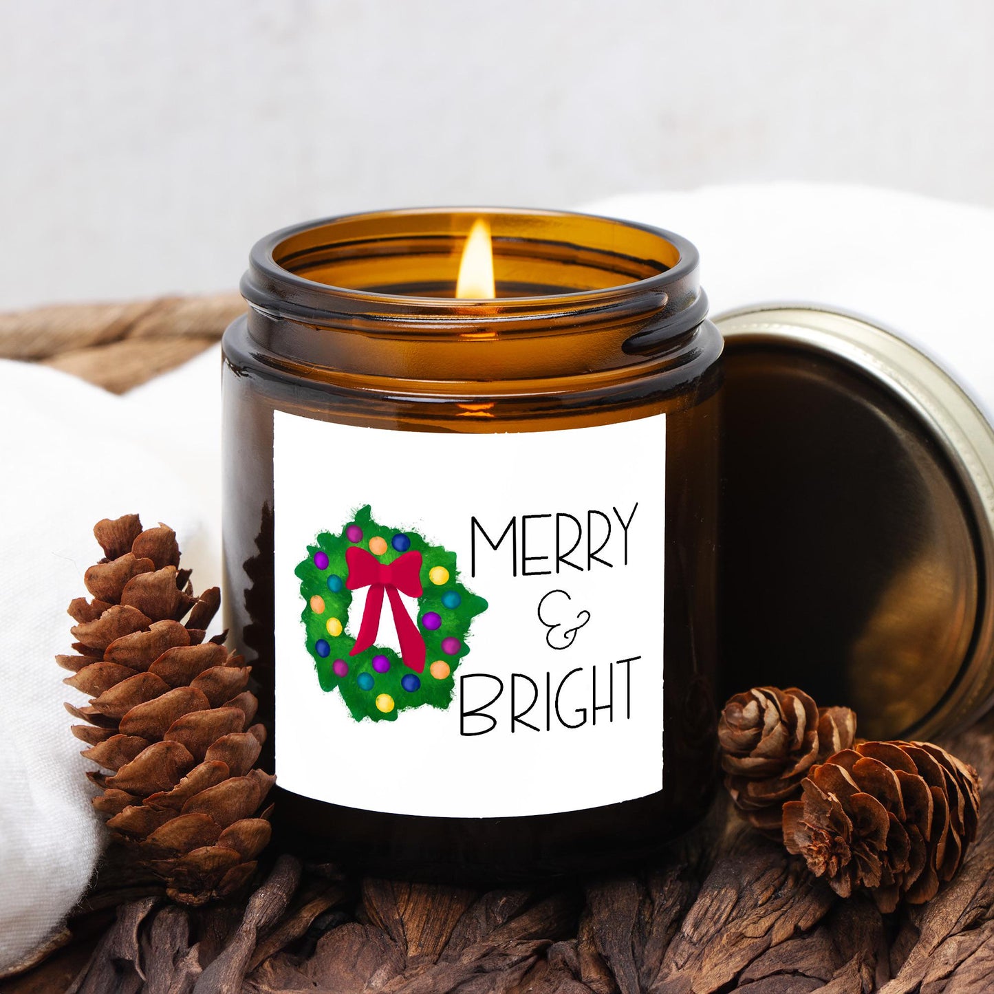 Merry and Bright Amber Jar Candle, 2 Size Options