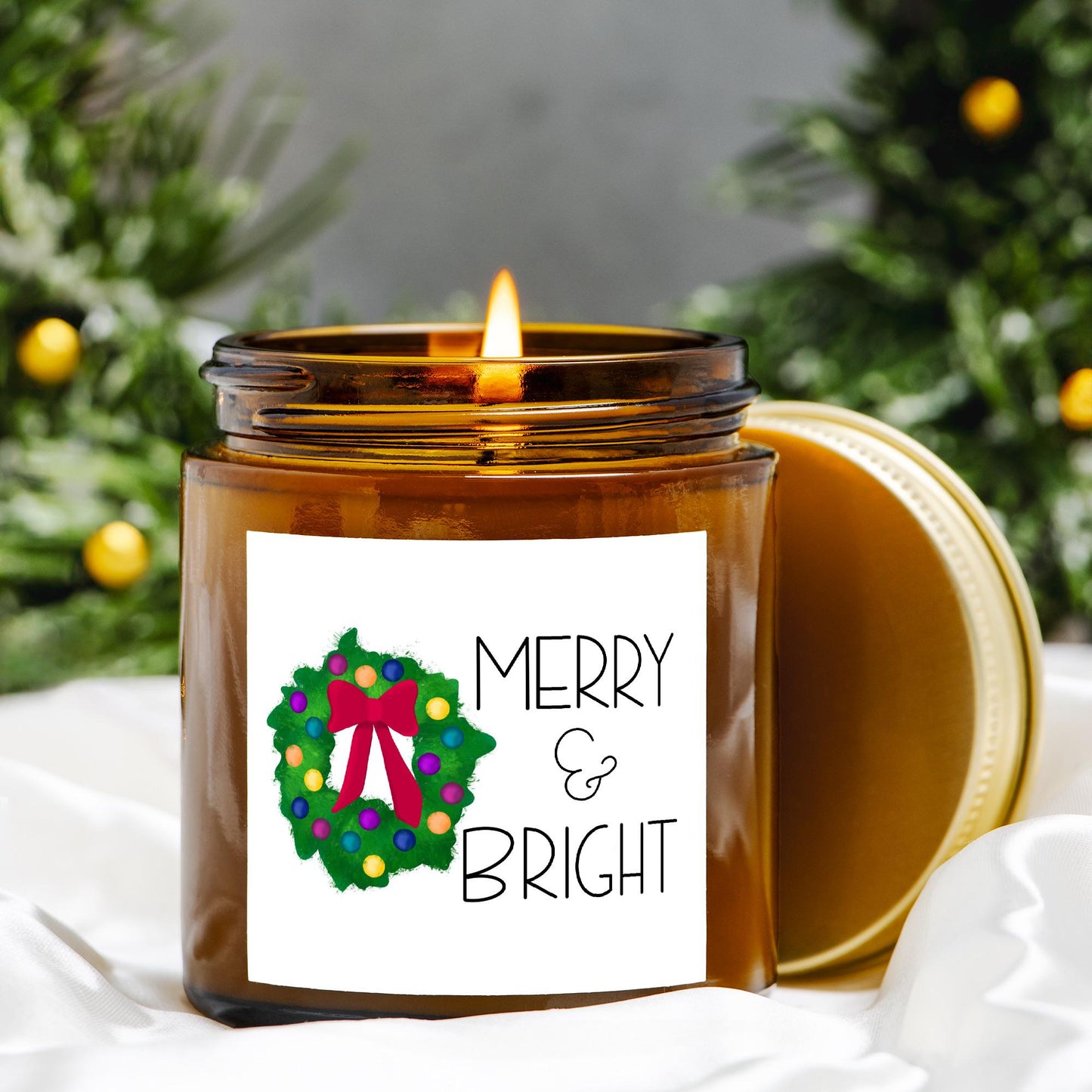 Merry and Bright Amber Jar Candle, 2 Size Options