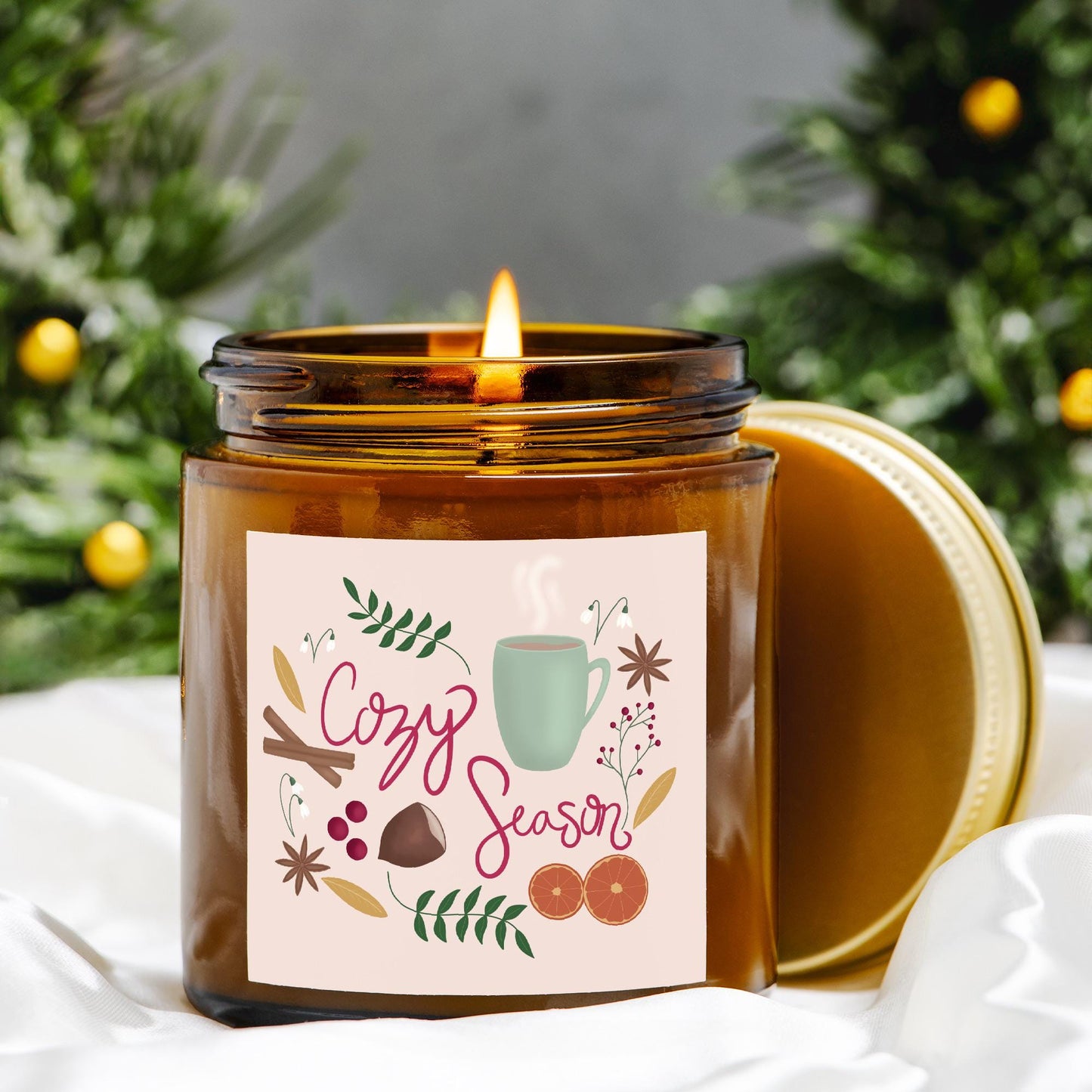 Cozy Season Amber Jar Candle, 2 Size Options