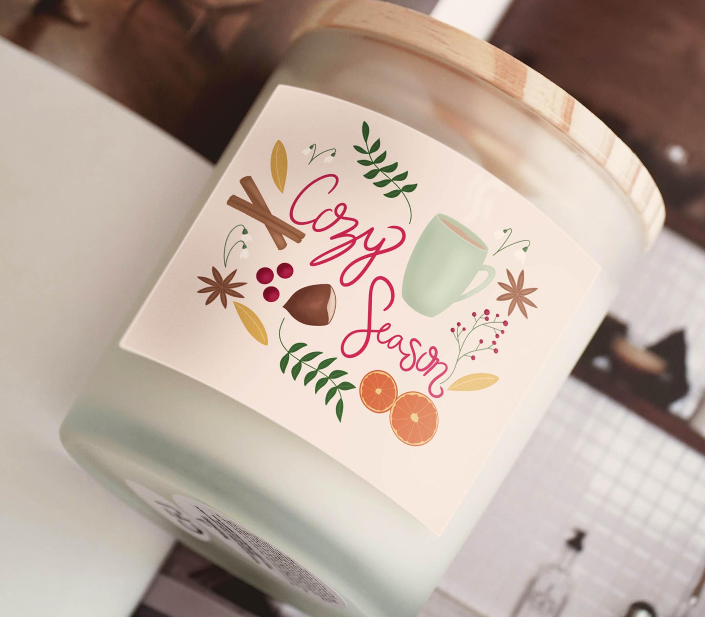 Cozy Season Frosted Glass Candle 11 oz