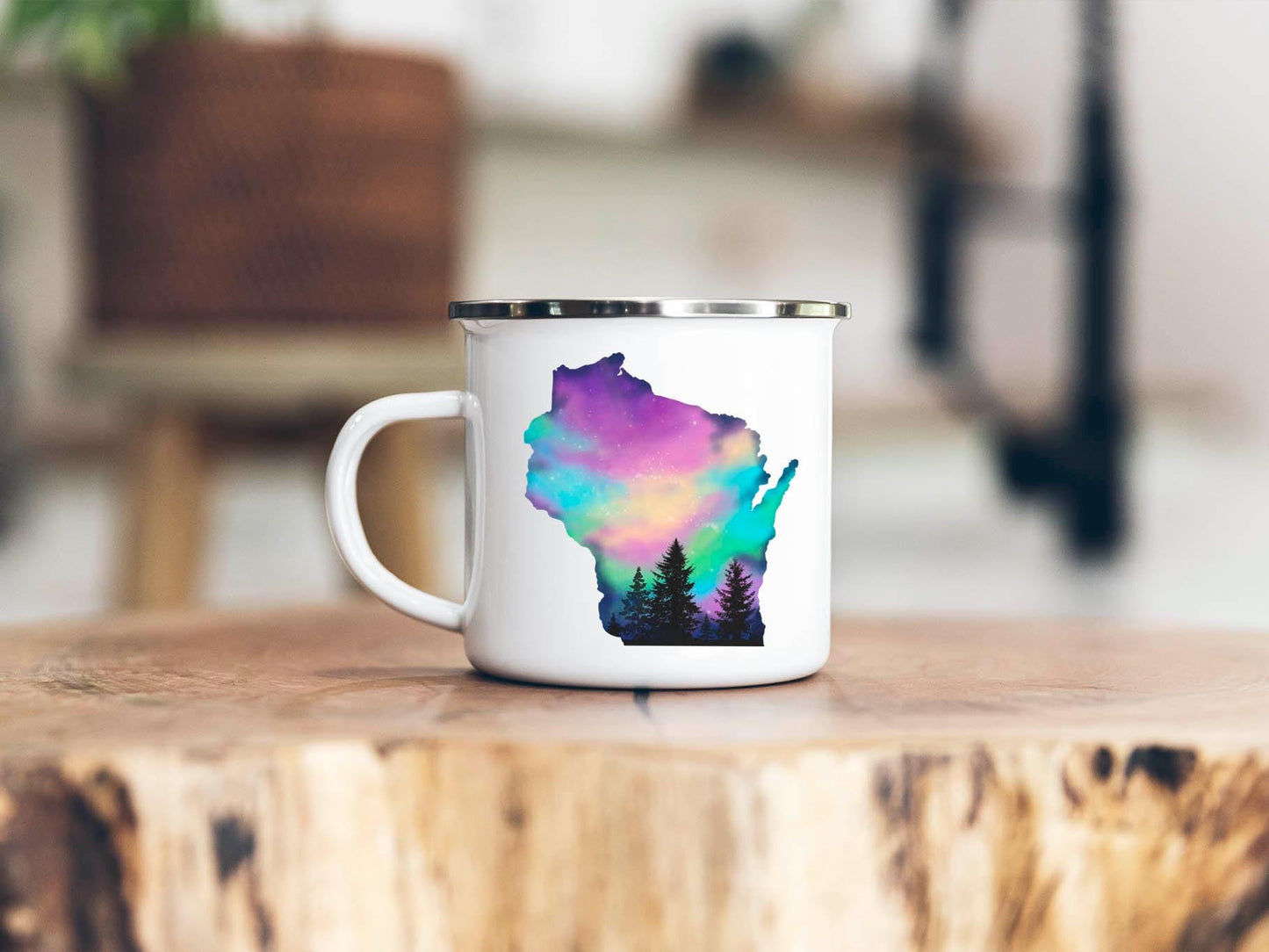 Wisconsin Northern Lights 12 oz Camp Mug