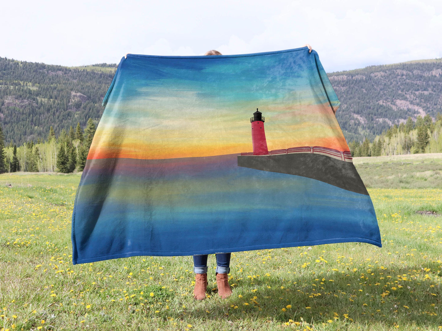 Pierhead Lighthouse, Milwaukee Minky Blanket, Available in Two Sizes