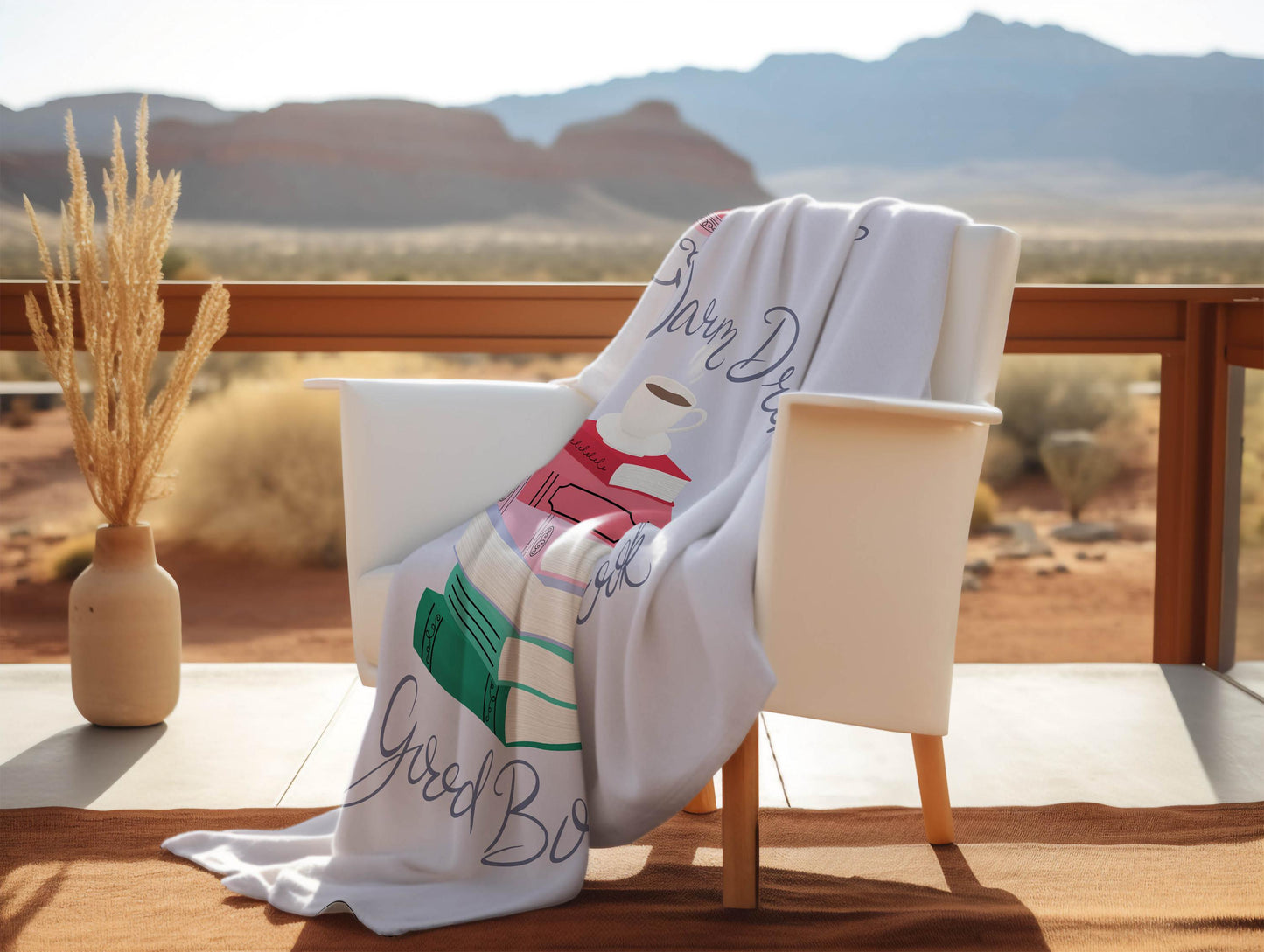 A Warm Drink & a Good Book Minky Blanket, Available in Two Sizes