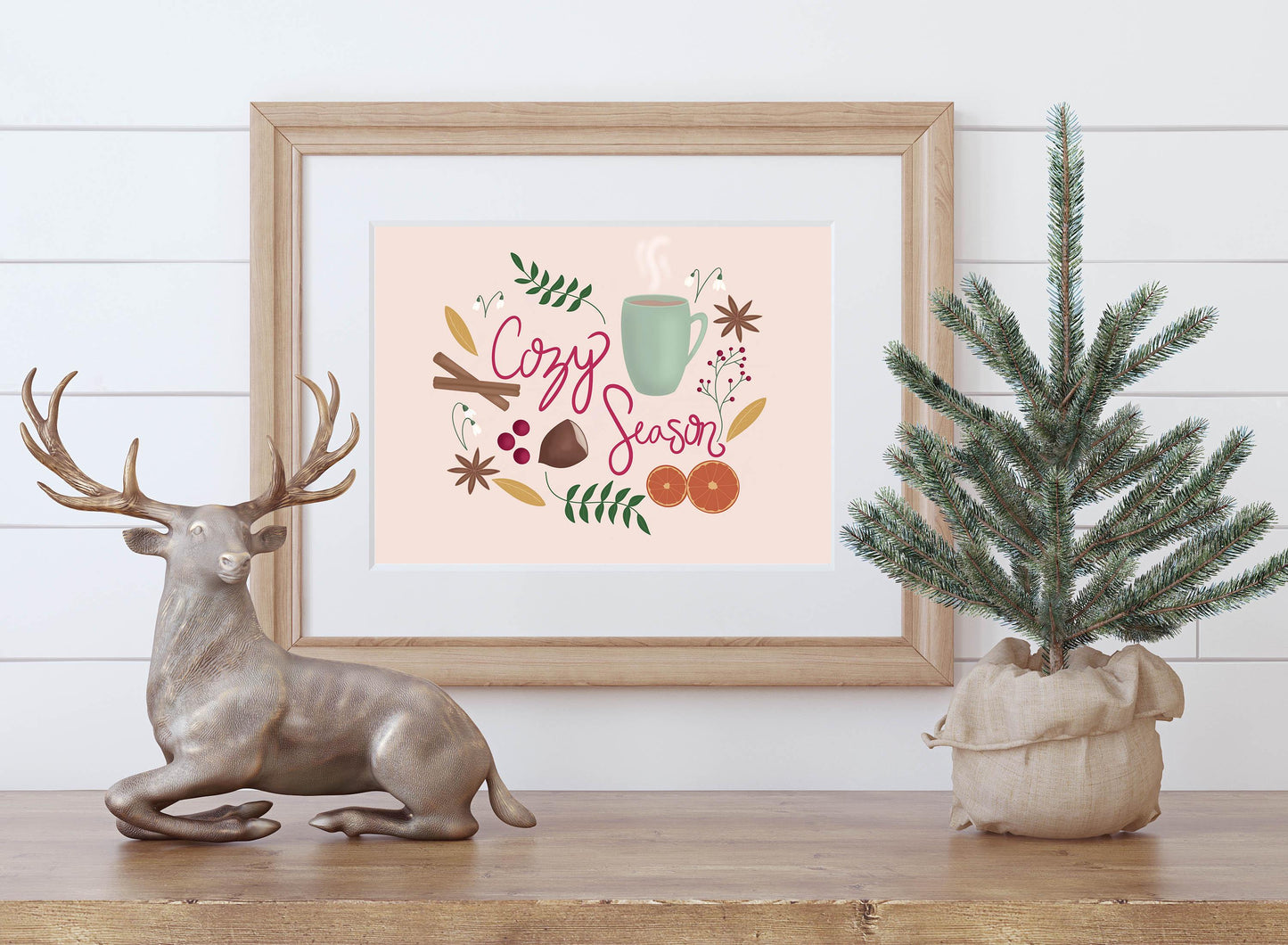 Cozy Season Giclee Print, Comfy Fall Print, Hygge Inspired Hand Lettered Illustration