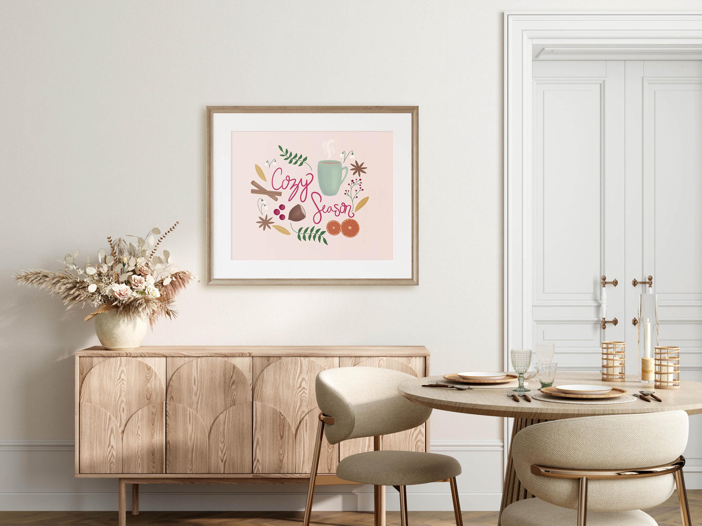 Cozy Season Giclee Print, Comfy Fall Print, Hygge Inspired Hand Lettered Illustration