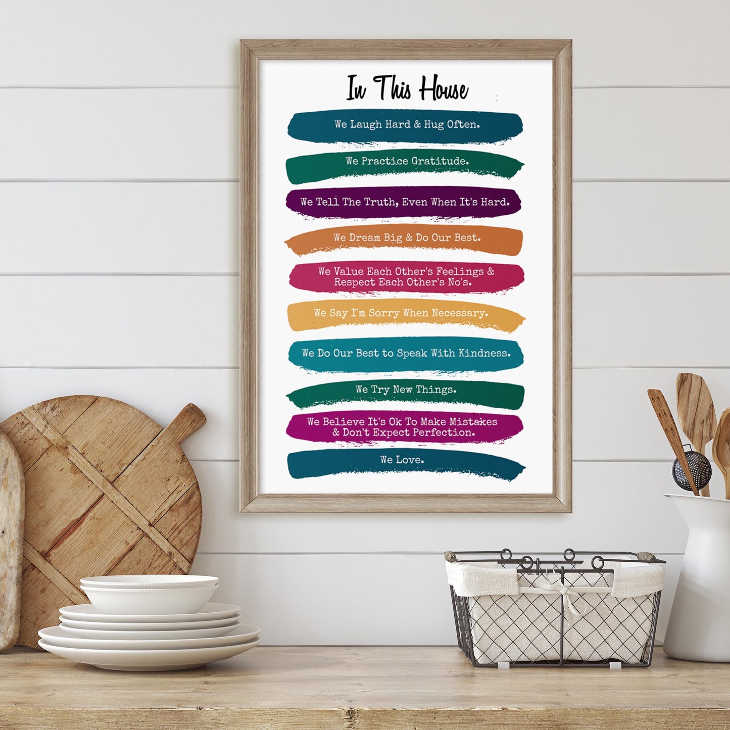 "In This House" Sign, Family Rules Wall Decor, v2