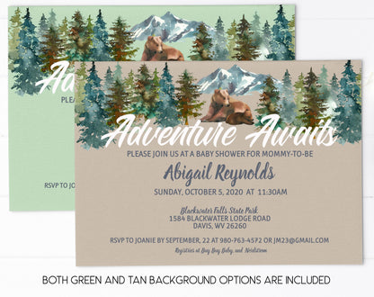 Bear Woodland Baby Shower Invitation Gender Neutral, WMBByS