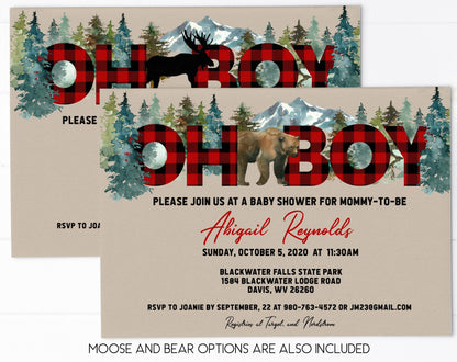 Oh Boy! Woodland Deer Baby Shower Invitation