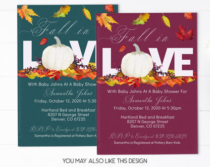 Fall Baby Shower Invitation, Girl
