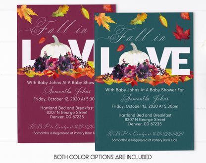 Fall Baby Shower Invitation, Girl