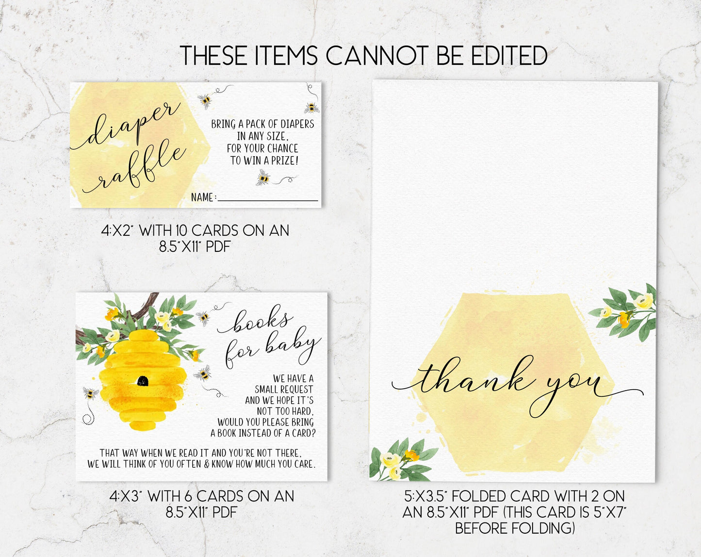 Bee Baby Shower Invitation Set