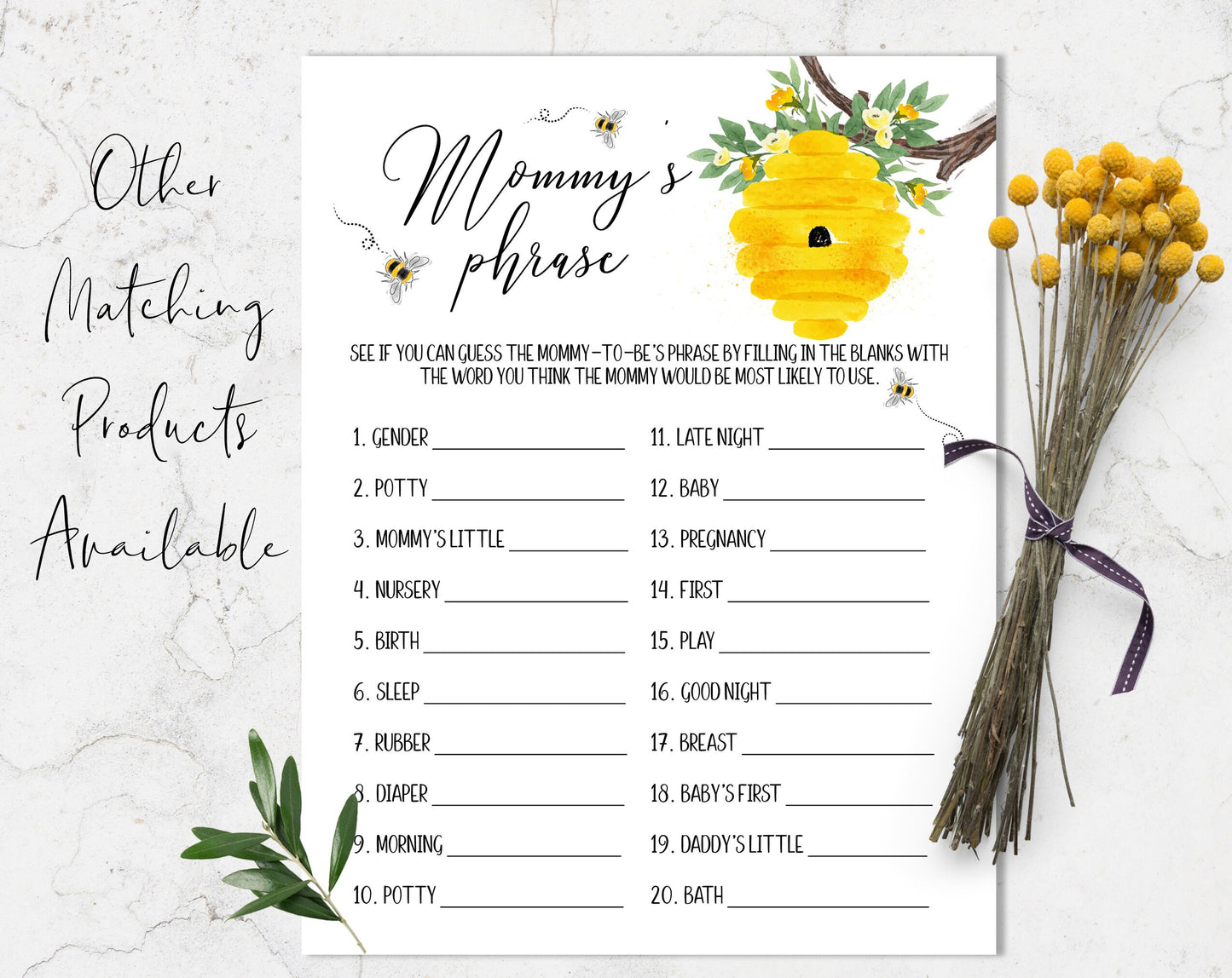 Bee Baby Shower, Find The Guest Game