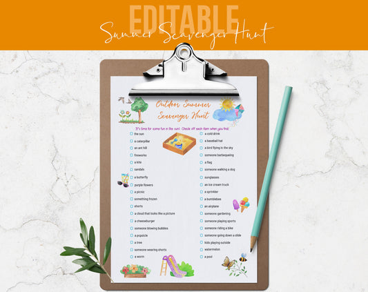 Customizable Summer Scavenger Hunt
