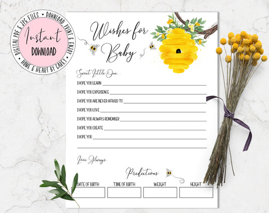 Bee Baby Shower, Wishes For Baby Activity
